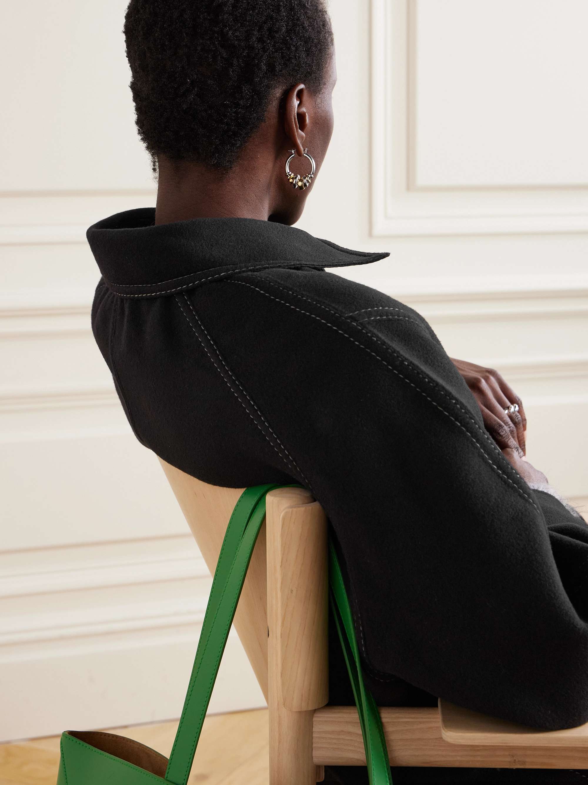 Shearling-trimmed wool and cashmere-blend coat view