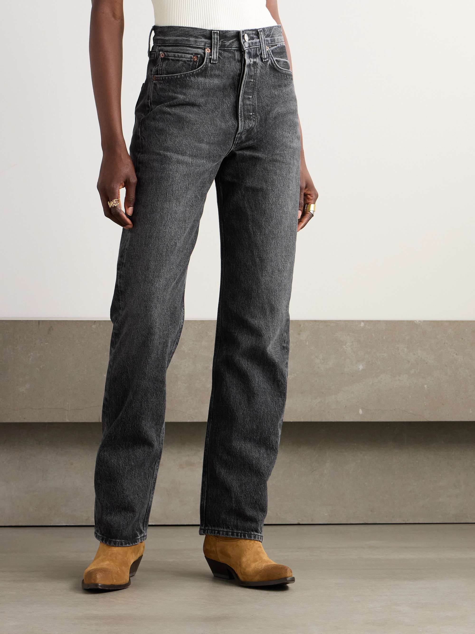 Kelly high-rise straight-leg organic jeans view