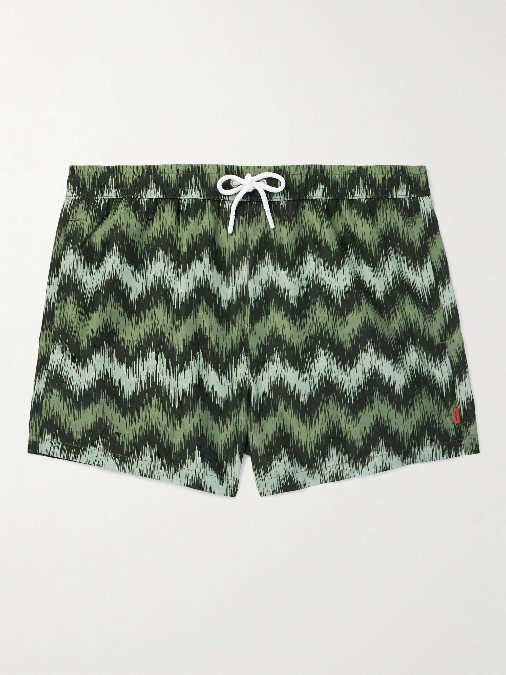 High Frequency Straight-Leg Mid-Length Striped Swim Shorts view