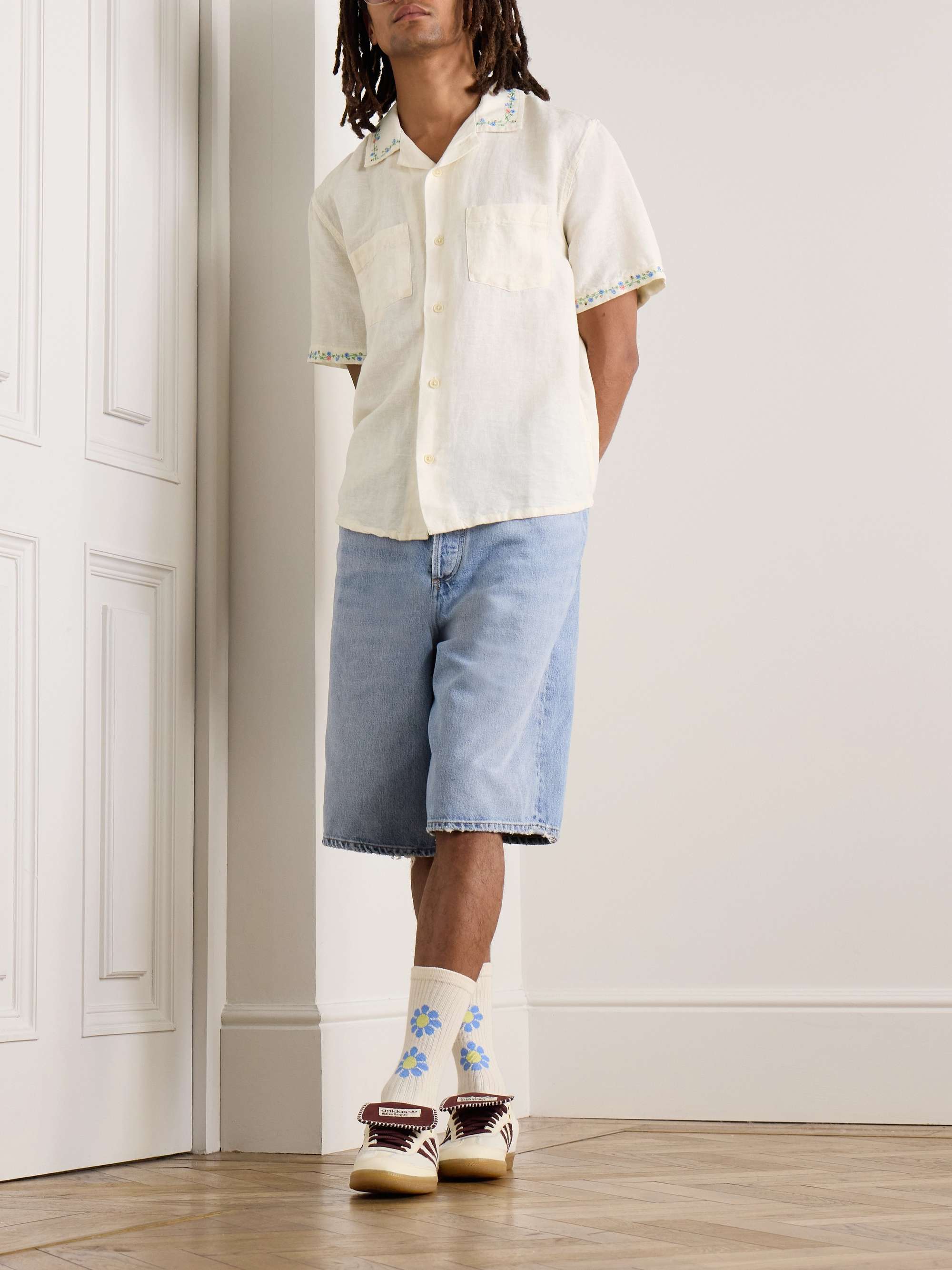 Hamsa Camp-Collar Embroidered Cotton Shirt view