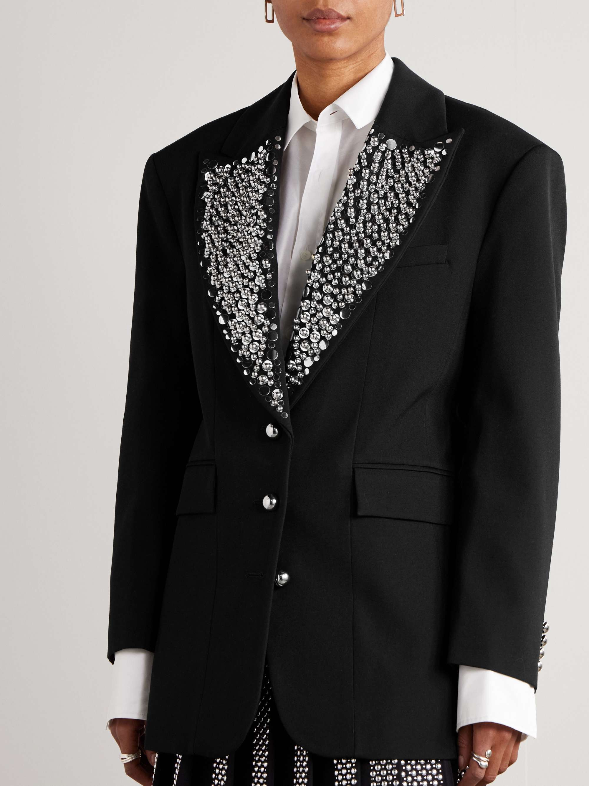 Studded grain de poudre wool blazer view