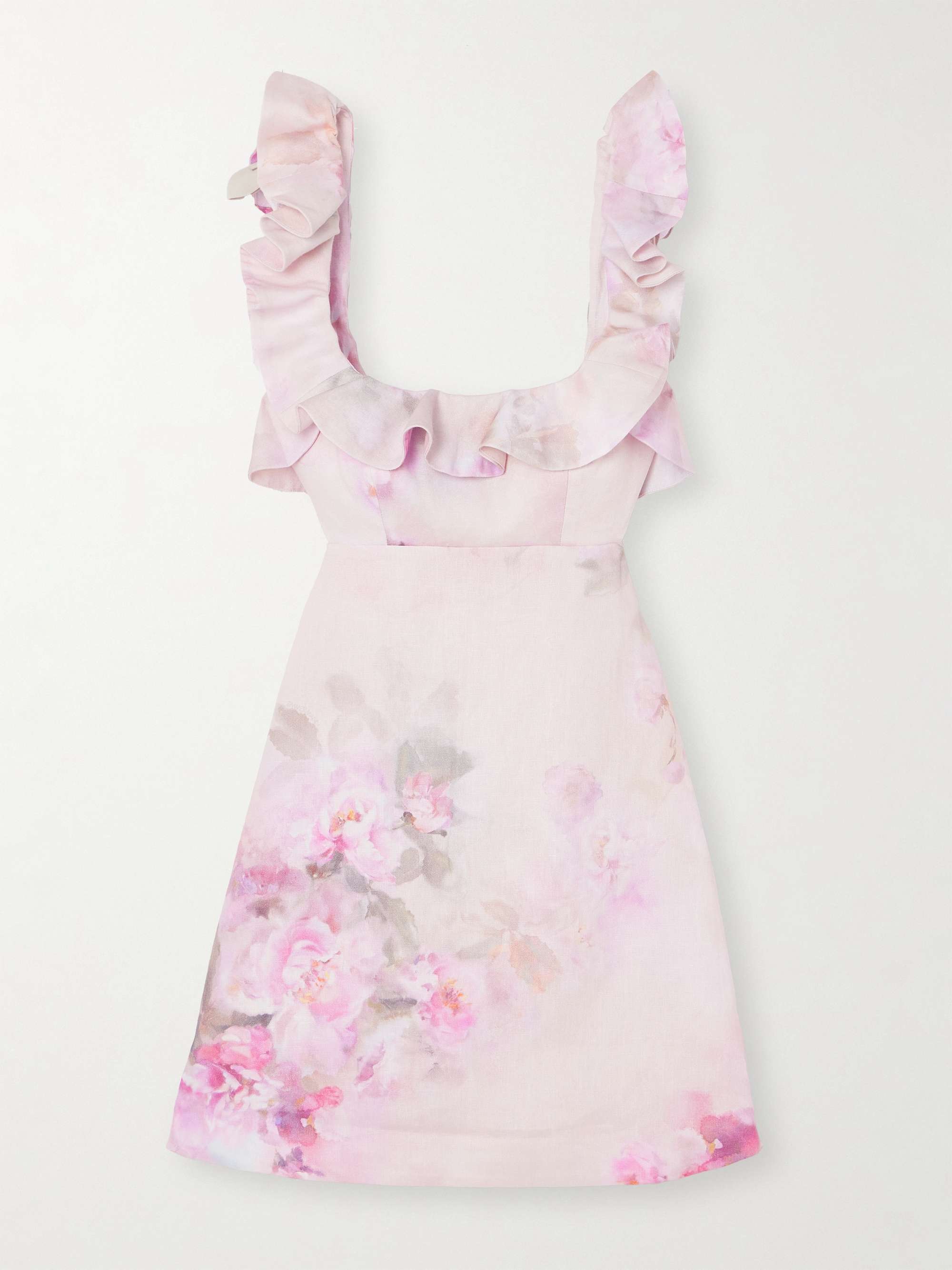 Crush Frill cutout ruffled floral-print linen mini dress view