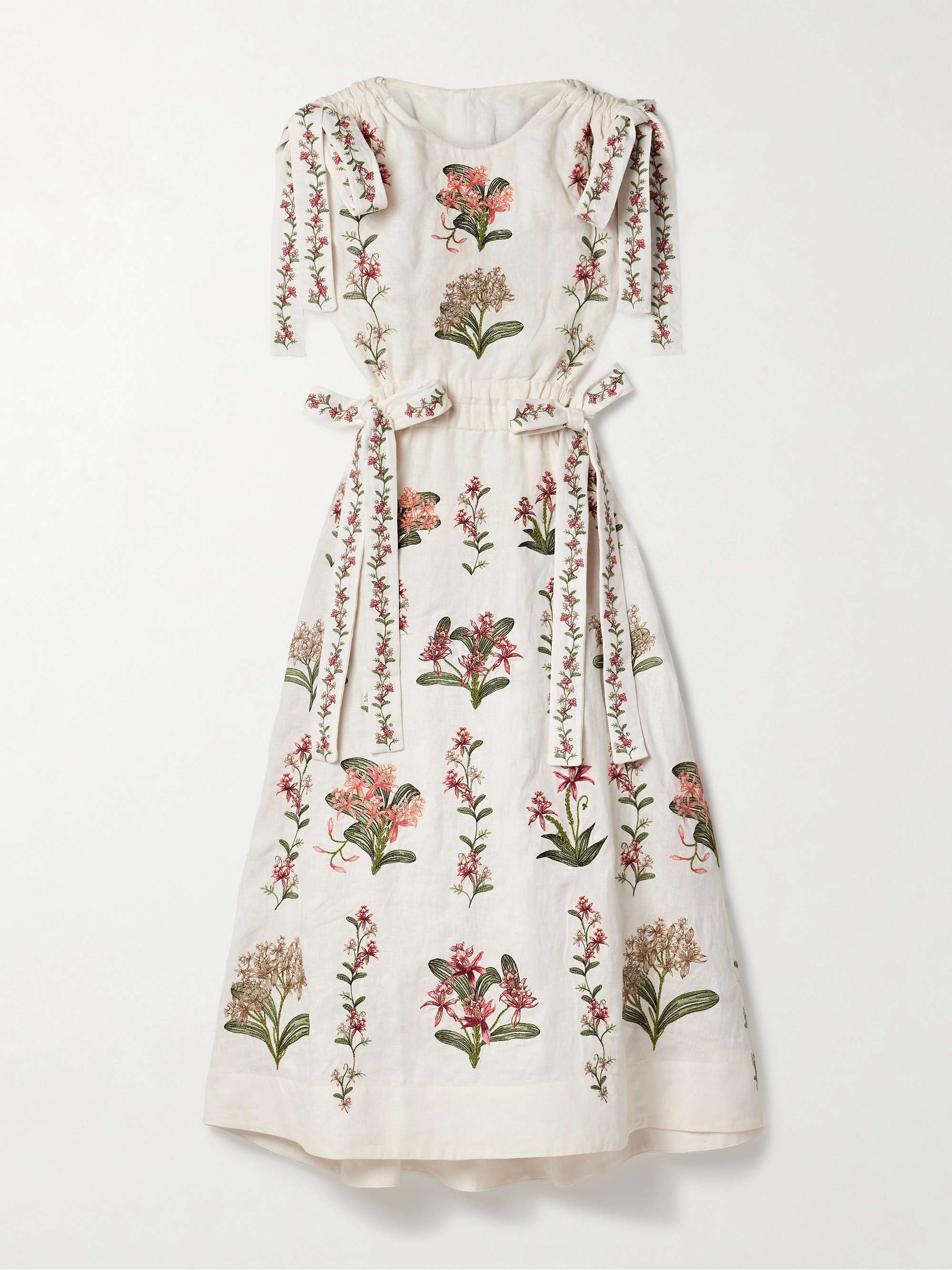 Guanguacó Orquidea cutout embroidered linen midi dress view