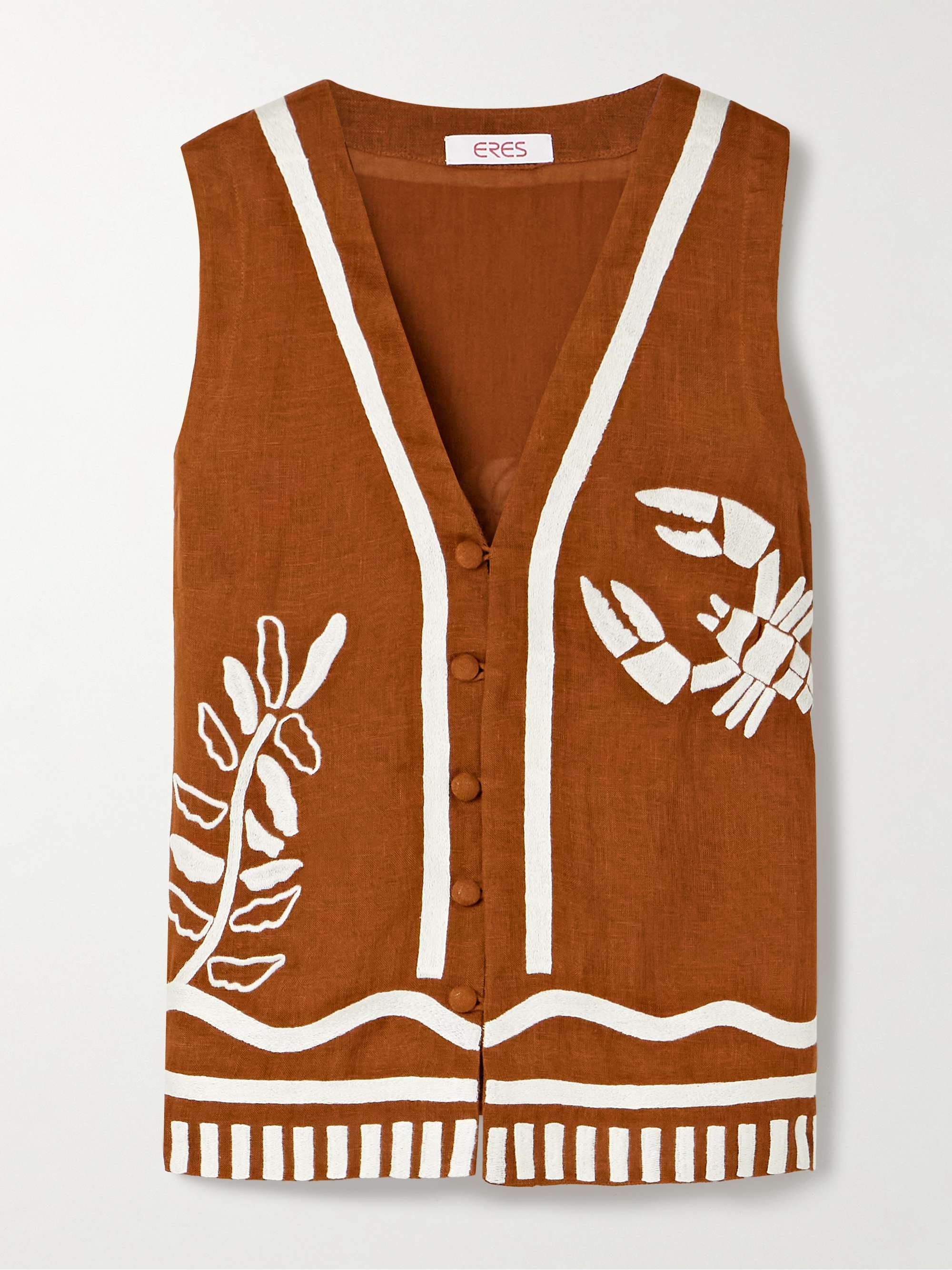 Mermaid Oursin embroidered linen vest view