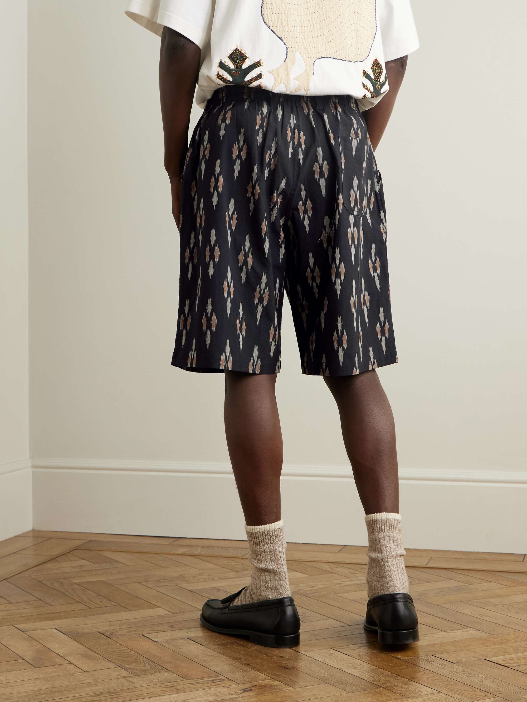 Cotton-Jacquard Wide-Leg Drawstring Shorts view