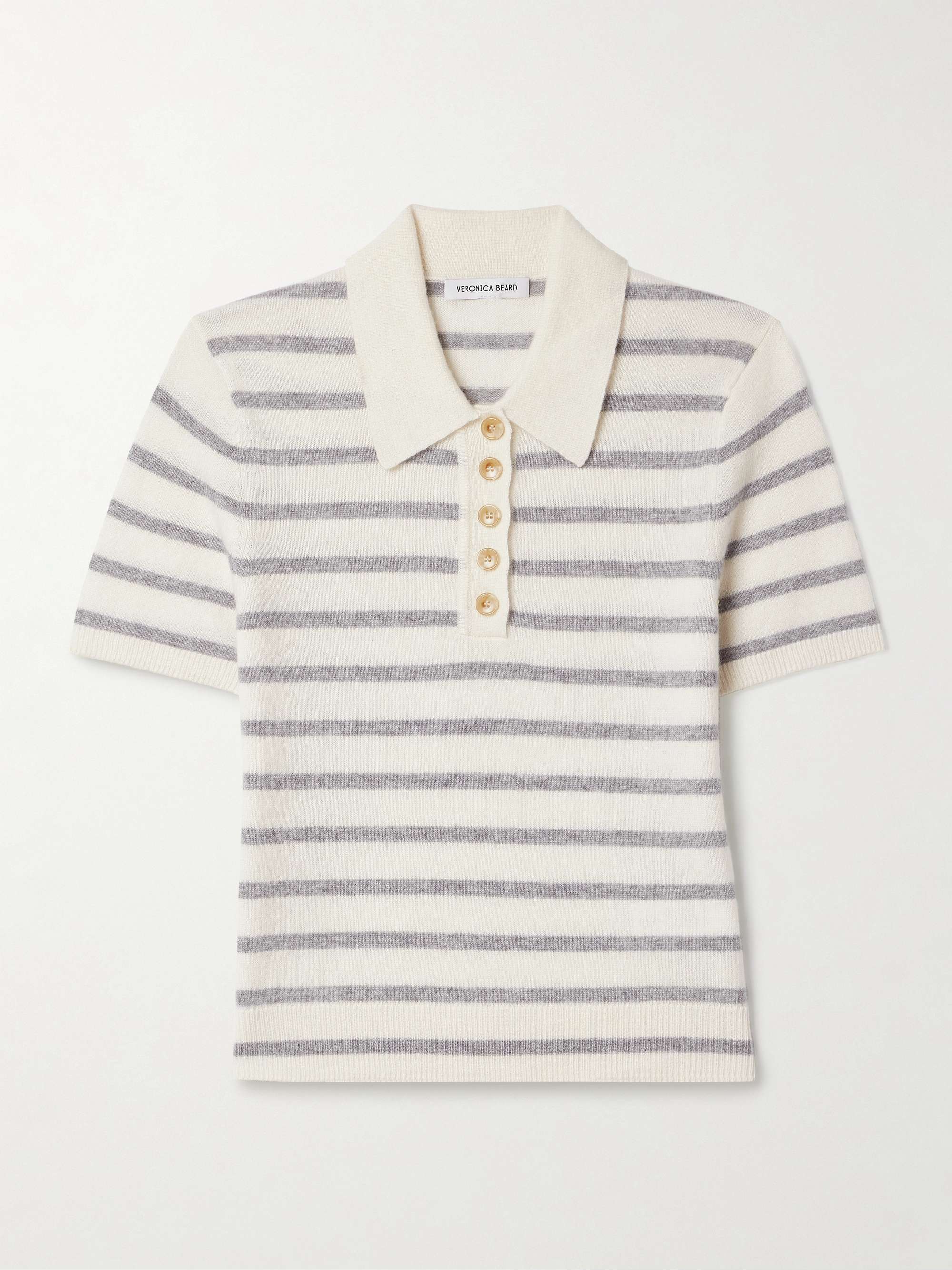 Brandt striped cashmere polo shirt view