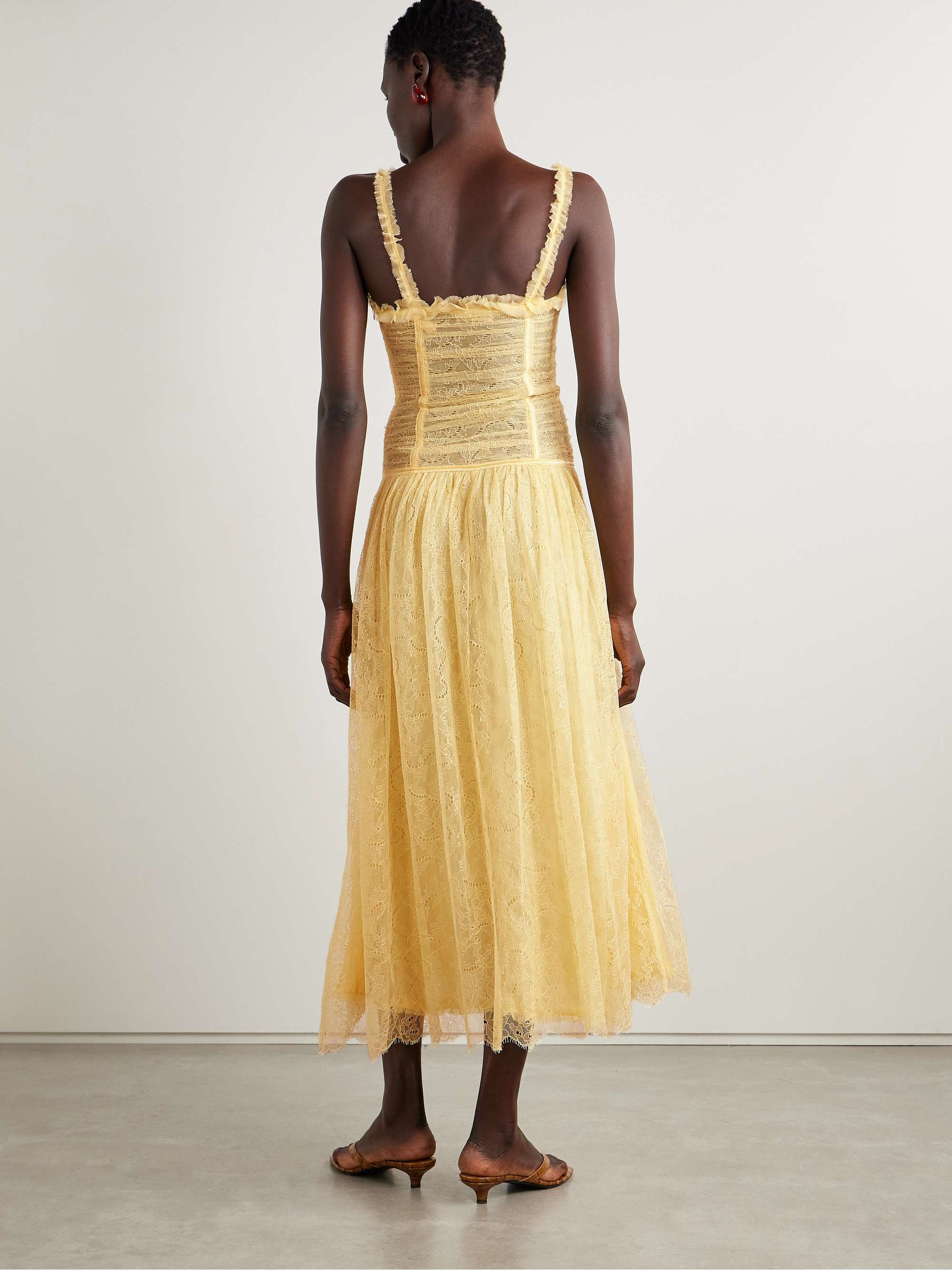 Florelle ruched Chantilly lace maxi dress view