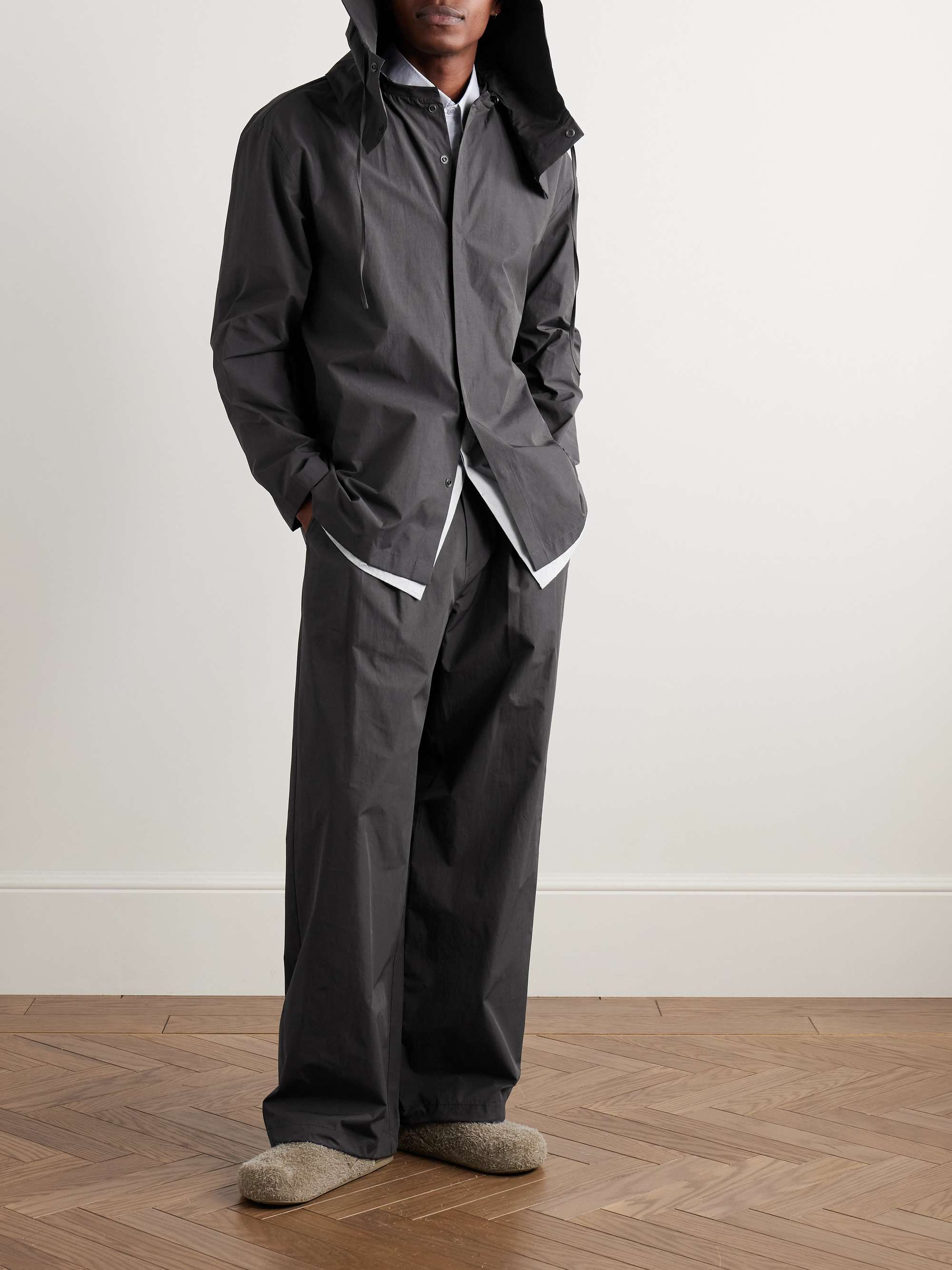 Wide-Leg Poplin Drawstring Trousers view