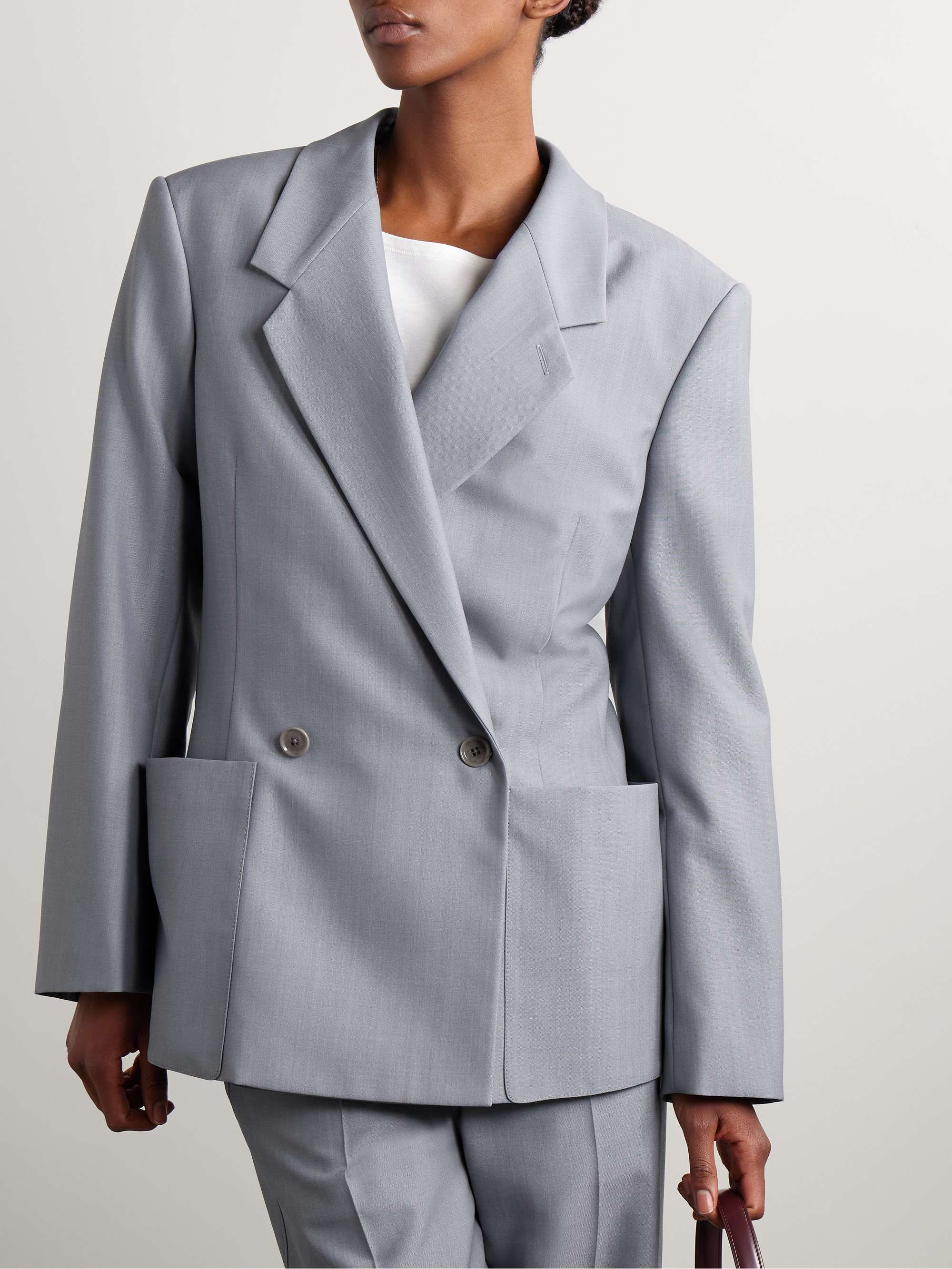 Double-breasted woven blazer view