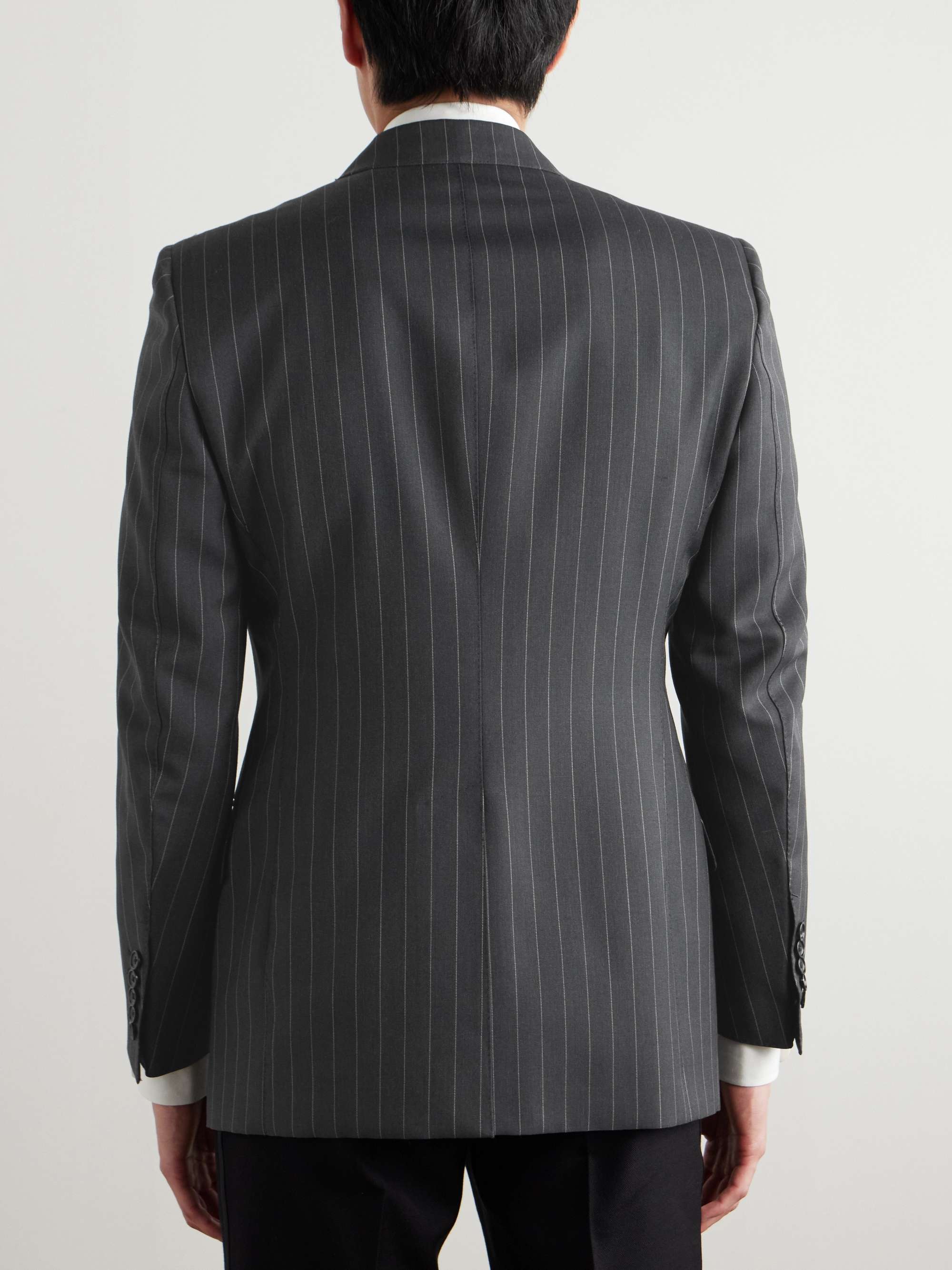 Slim-Fit Pinstriped Wool and Mohair-Blend Suit Jacket view