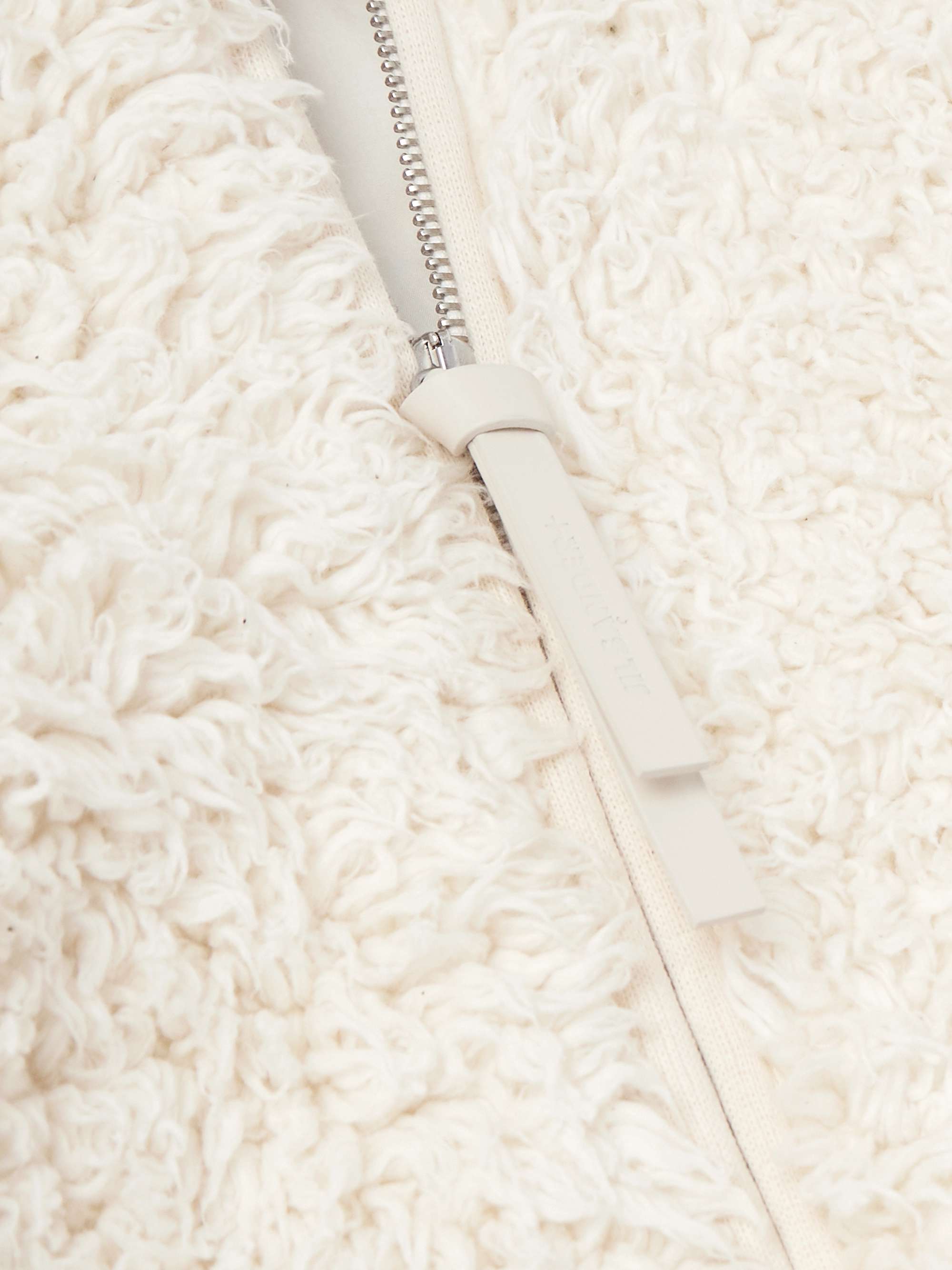 Leather-Trimmed Cotton-Fleece Jacket view