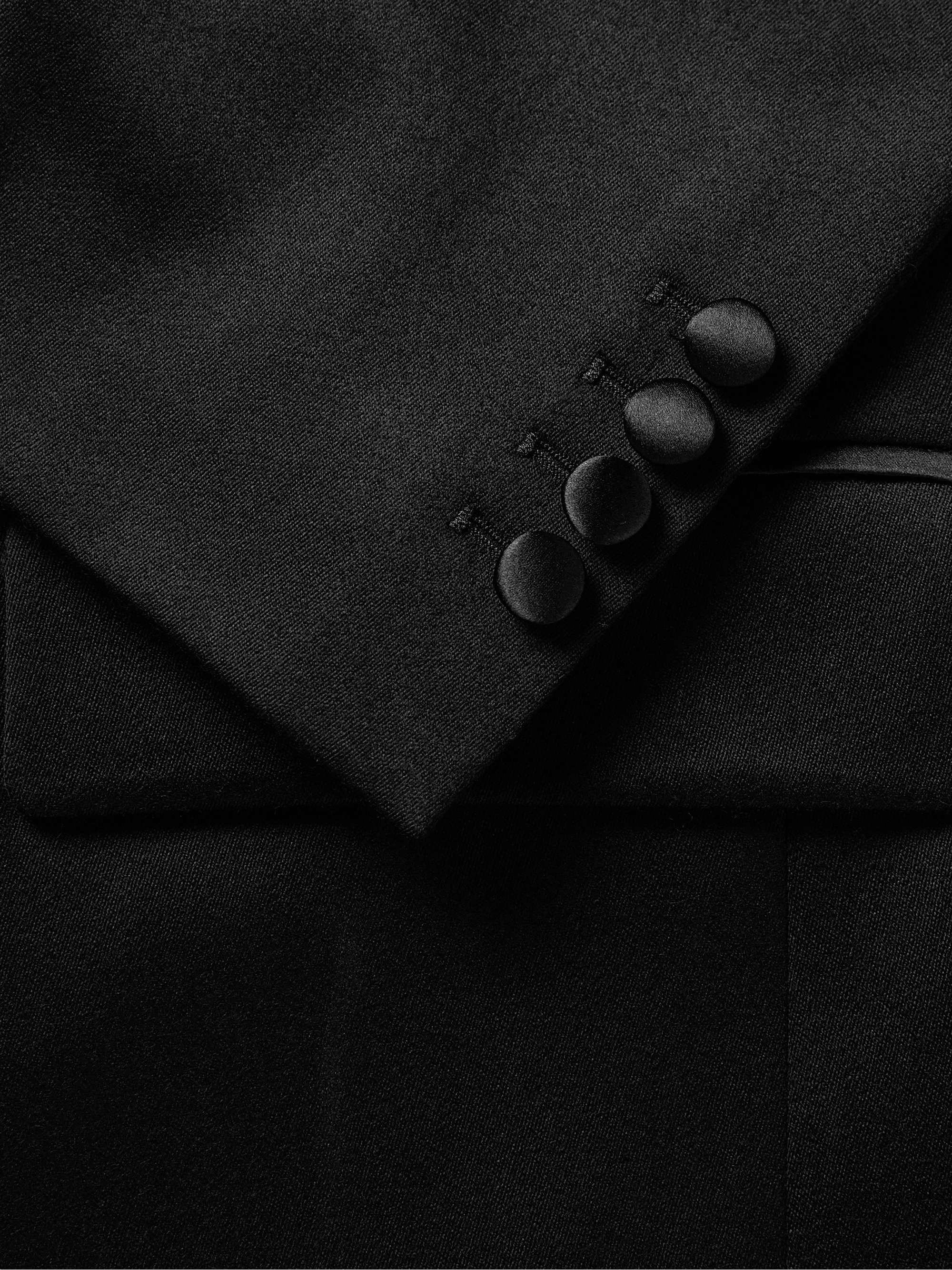 Silk-Satin Trimmed Wool Barathea Tuxedo Jacket view