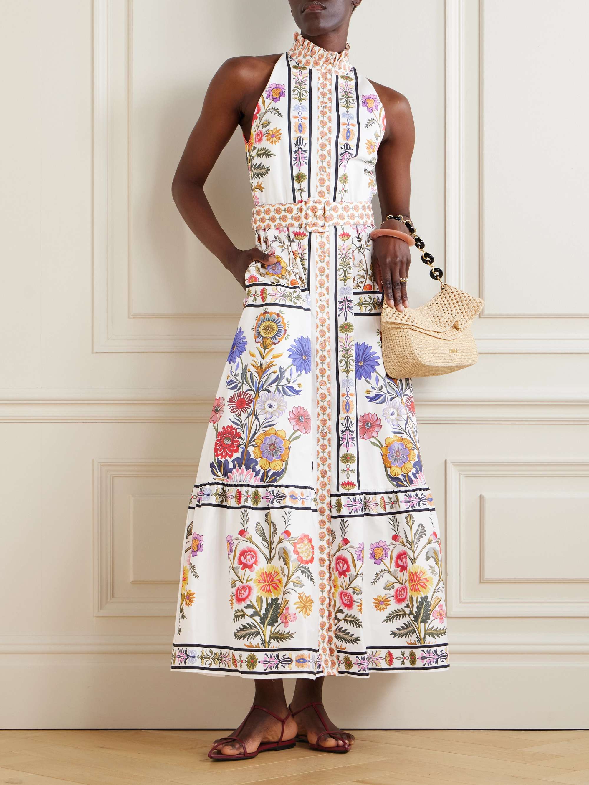 Biba tiered floral-print cotton-poplin maxi dress view