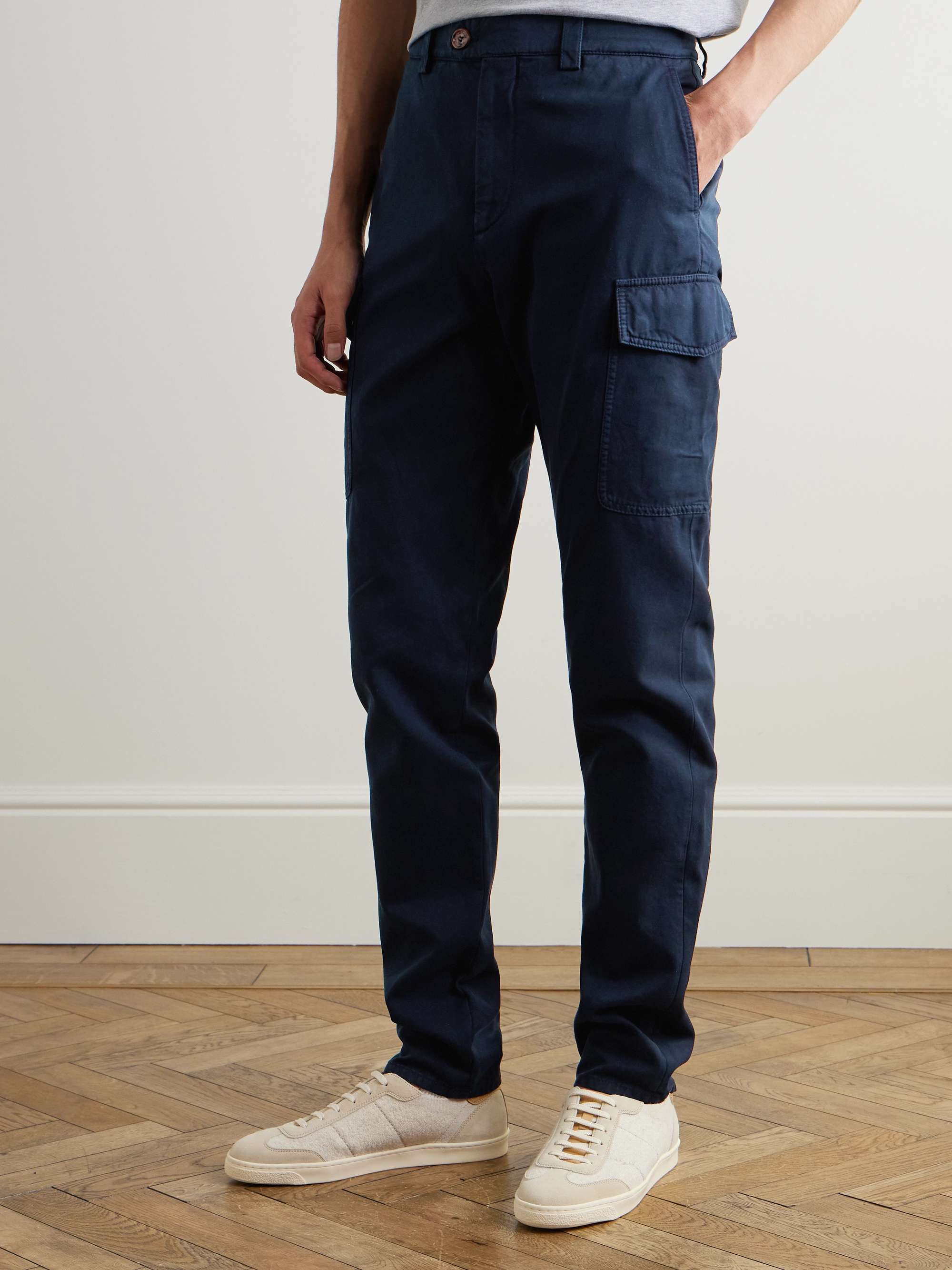 Straight-Leg Cotton-Gabardine Cargo Trousers view