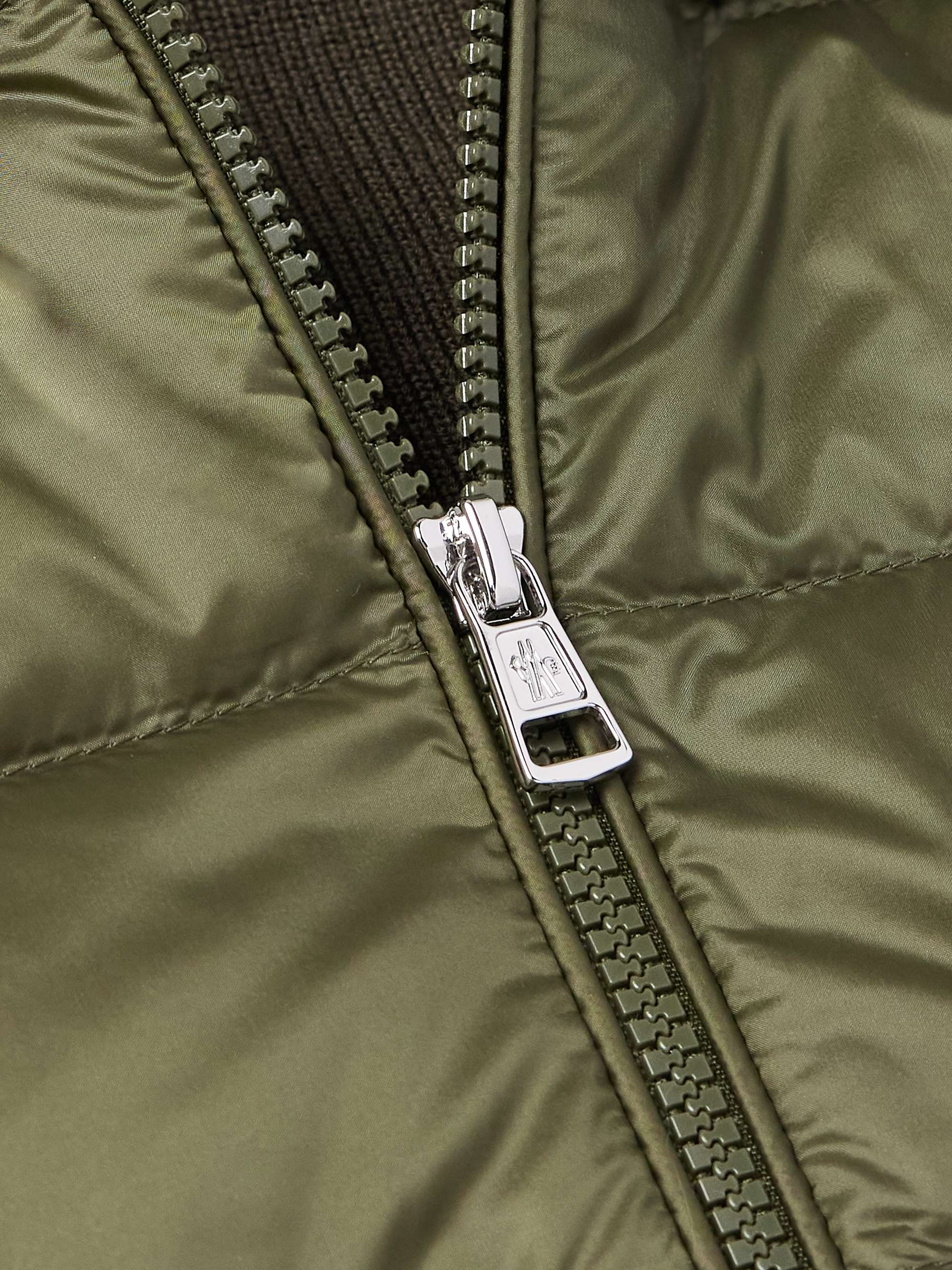 Logo-Appliquéd Wool-Trimmed Quilted Shell Hooded Down Zip-Up Cardigan view