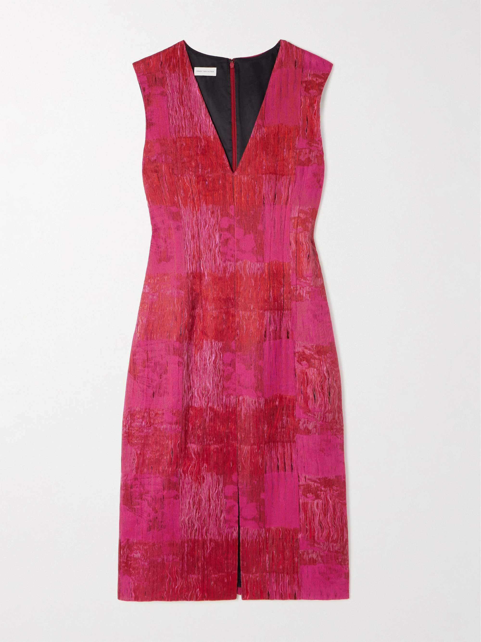 Delina distressed cotton-blend jacquard midi dress view