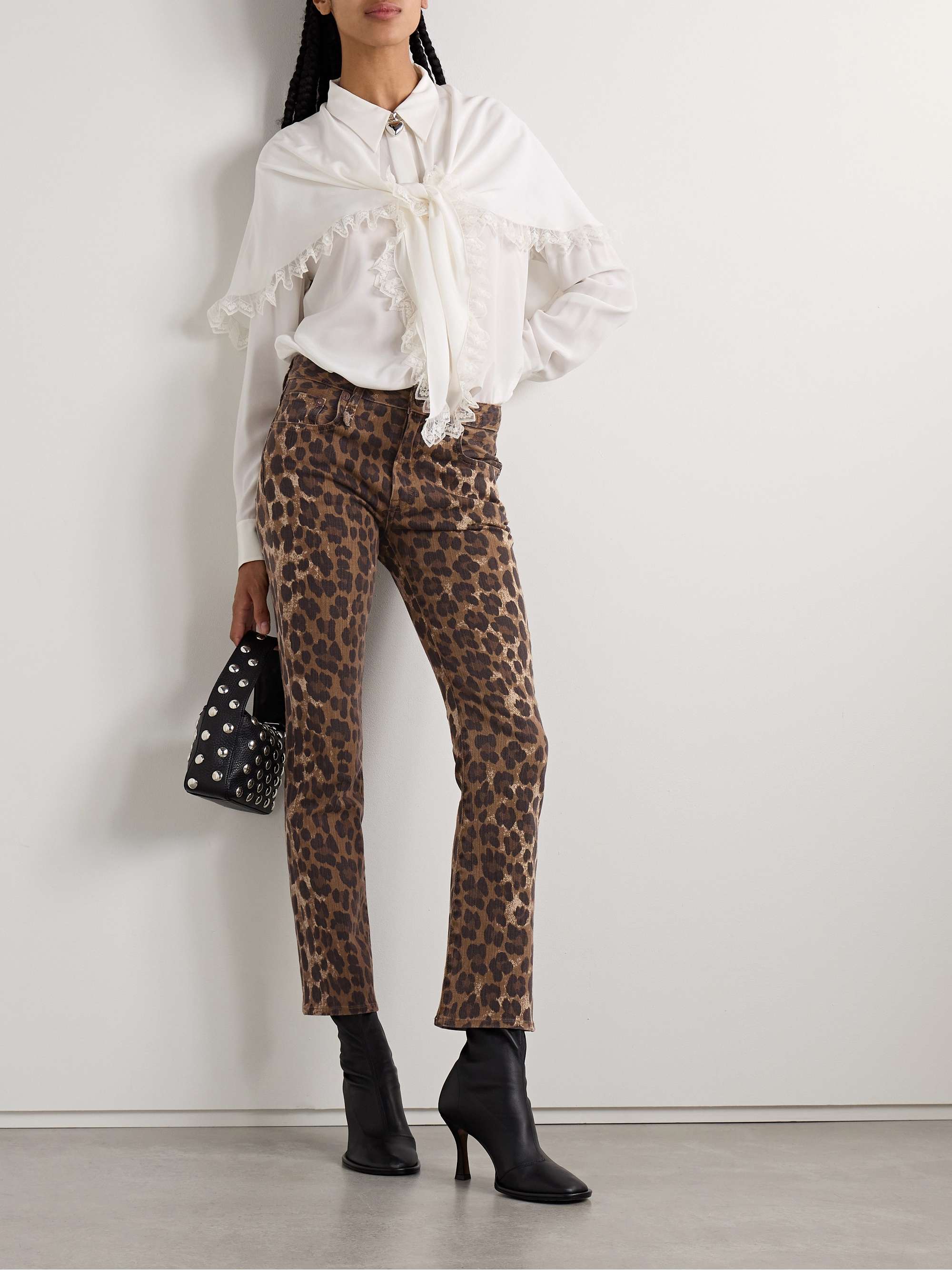 Kick Fit cropped leopard-print mid-rise flared jeans view