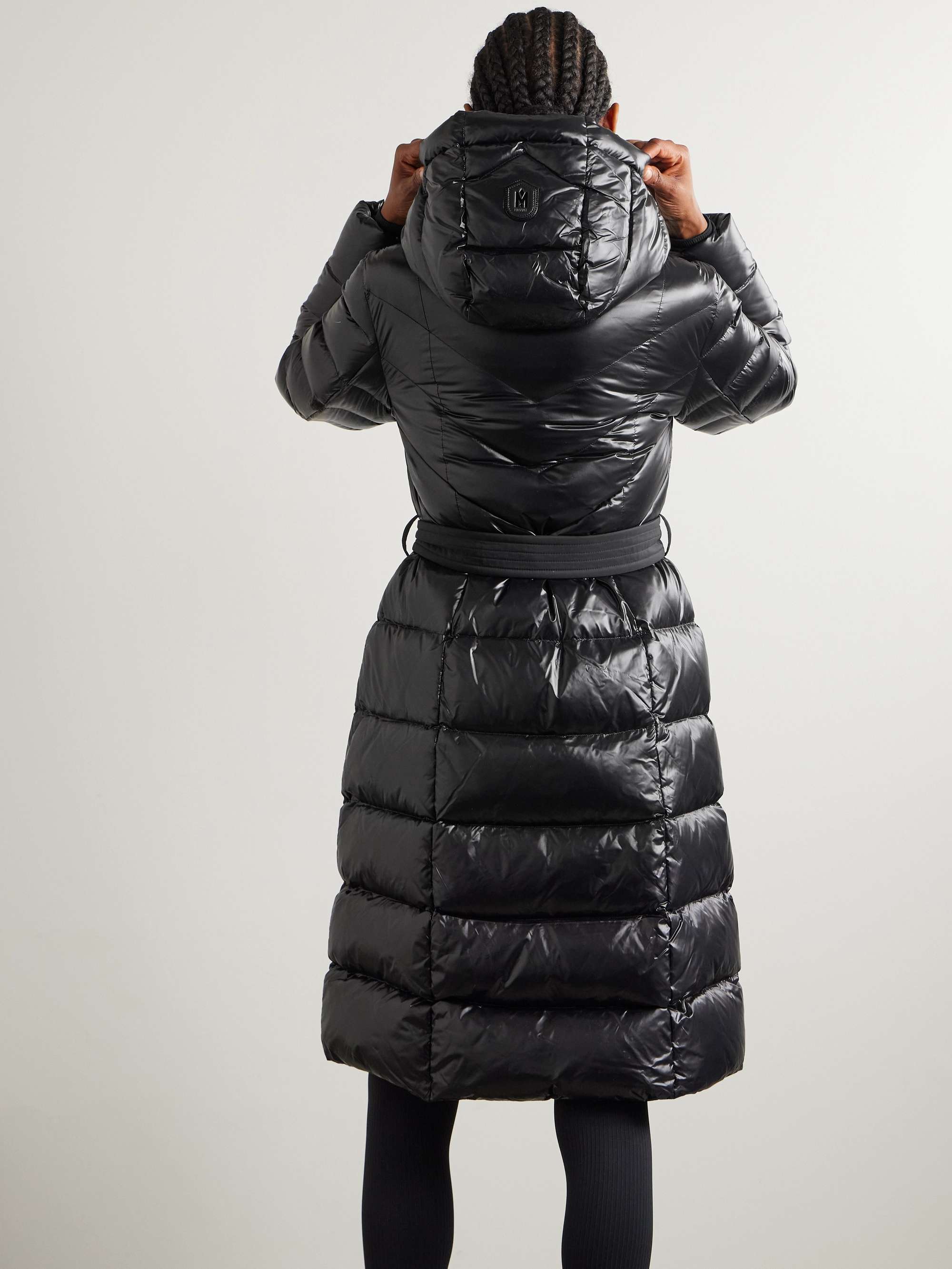 Coralia belted quilted glossed recycled-shell down coat view