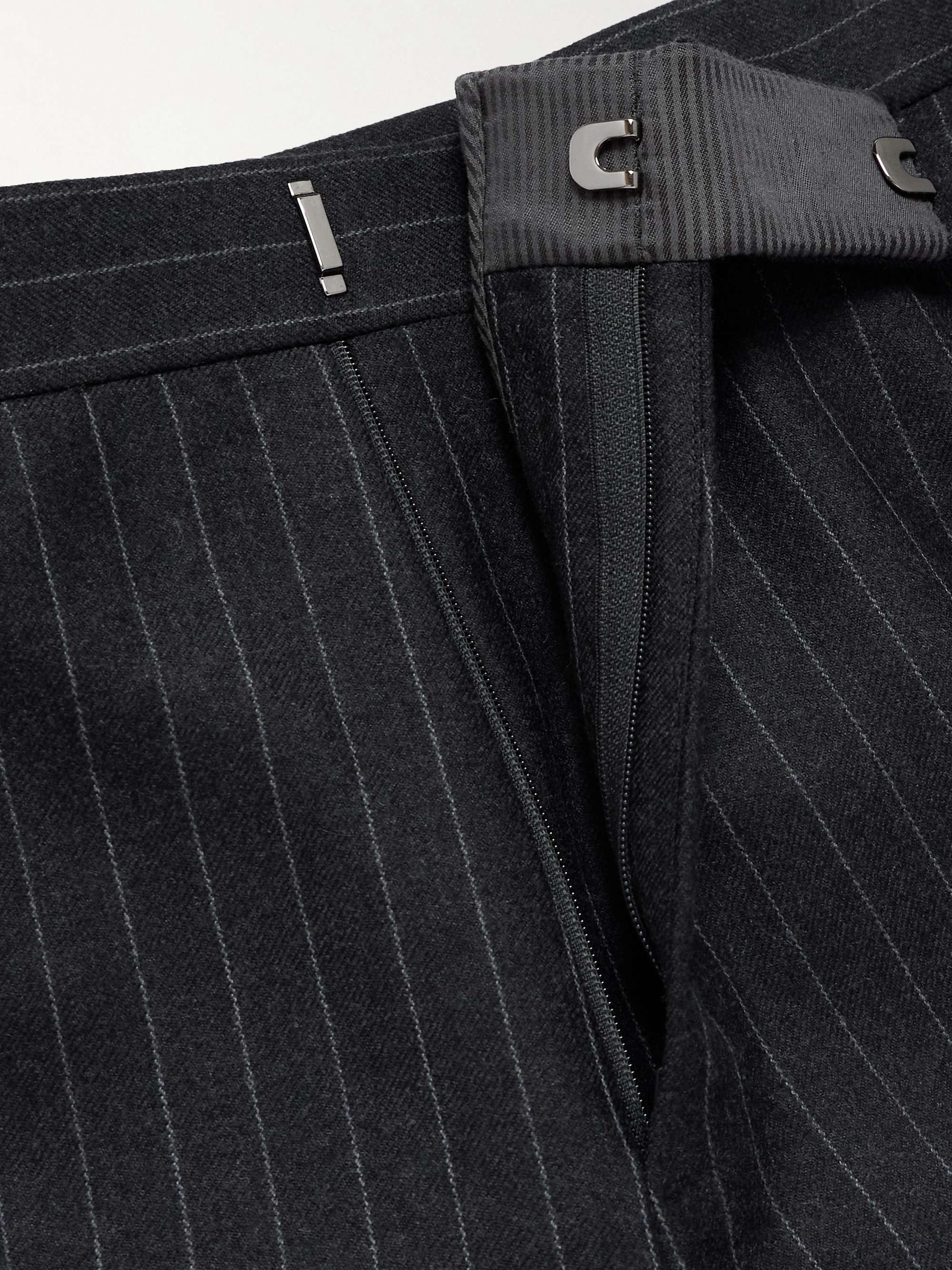 Shelton Straight-Leg Pinstriped Wool Trousers view