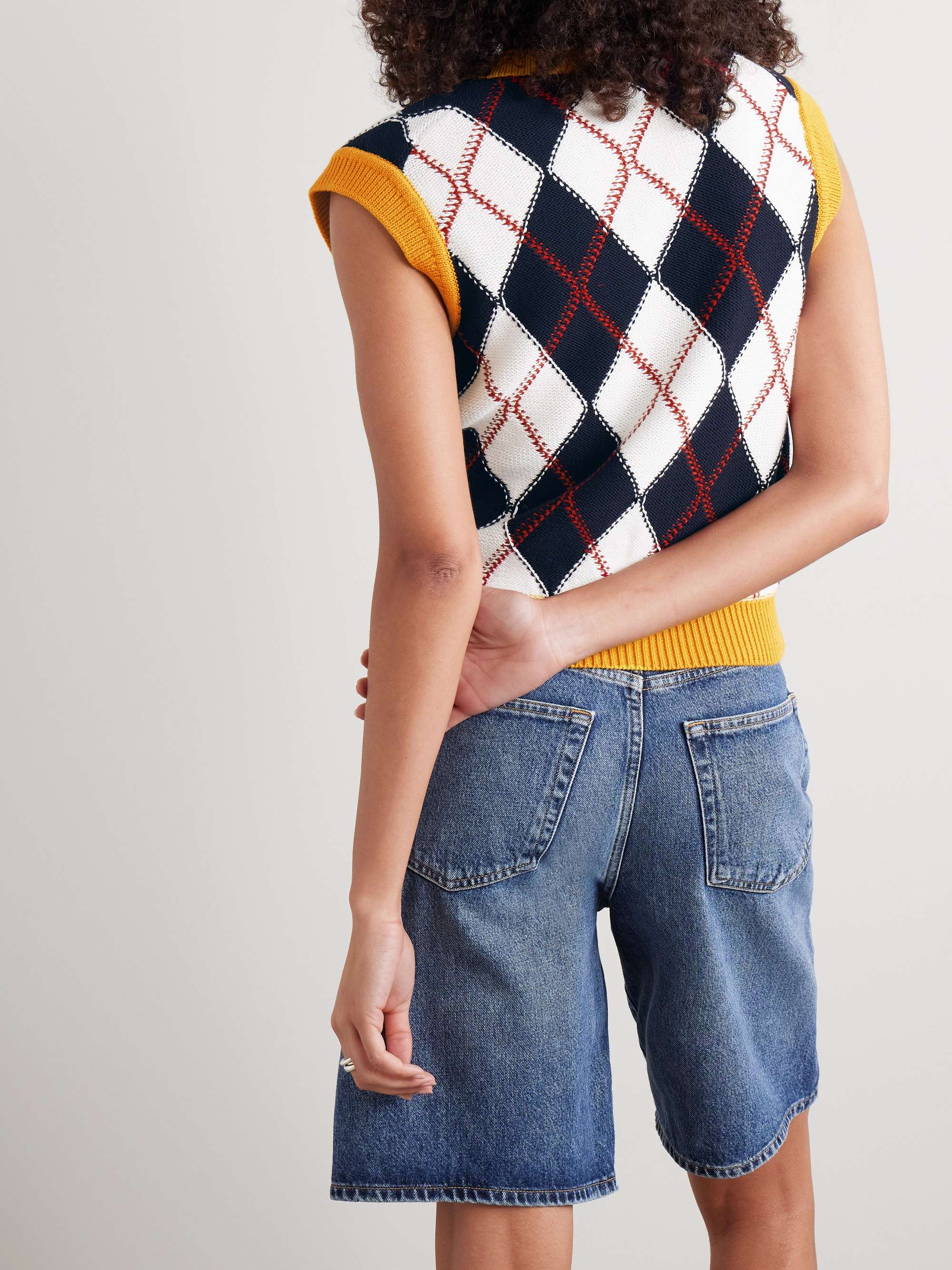 Argyle cotton-jacquard vest view