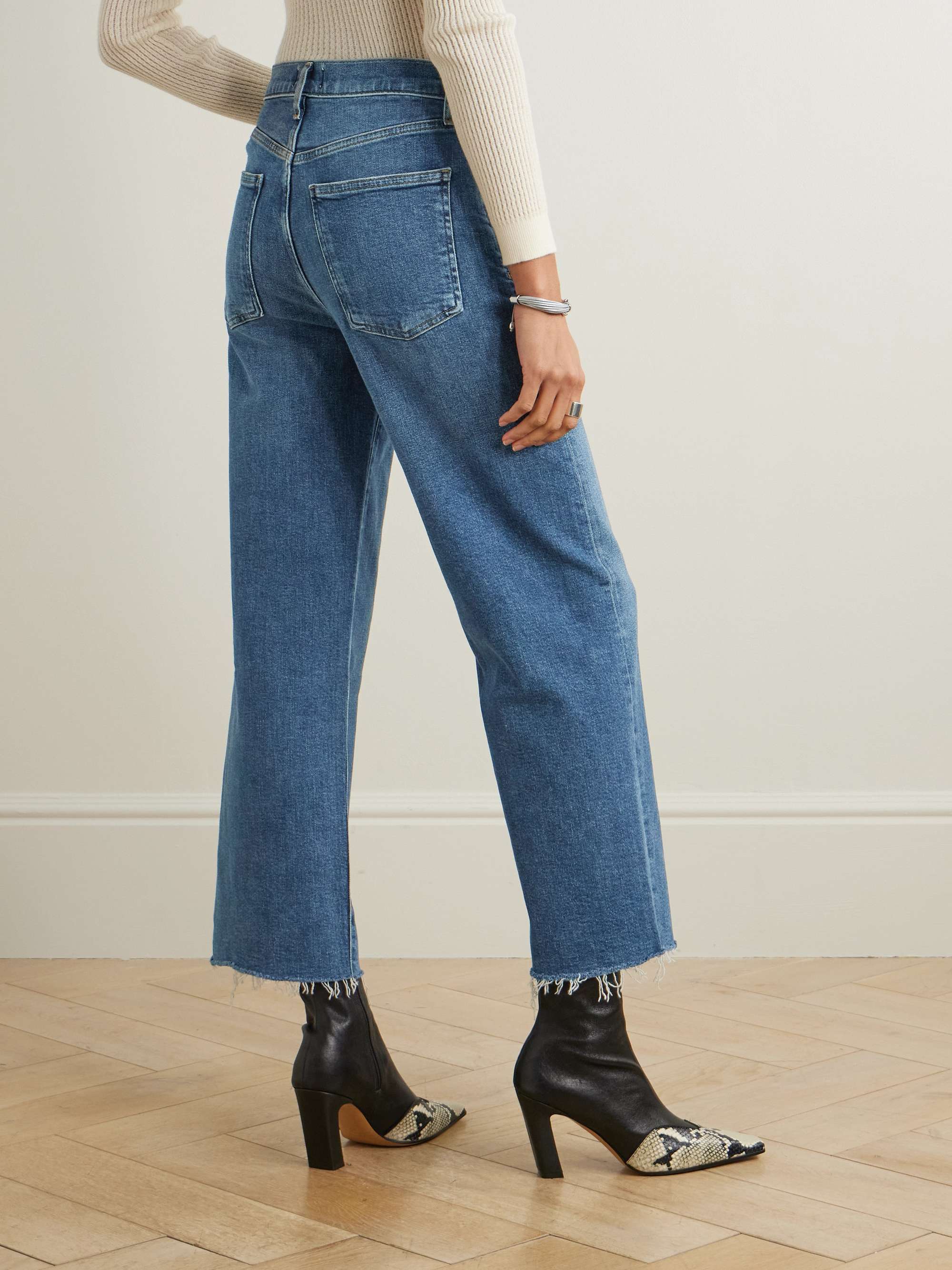 Harper cropped frayed mid-rise straight-leg jeans view