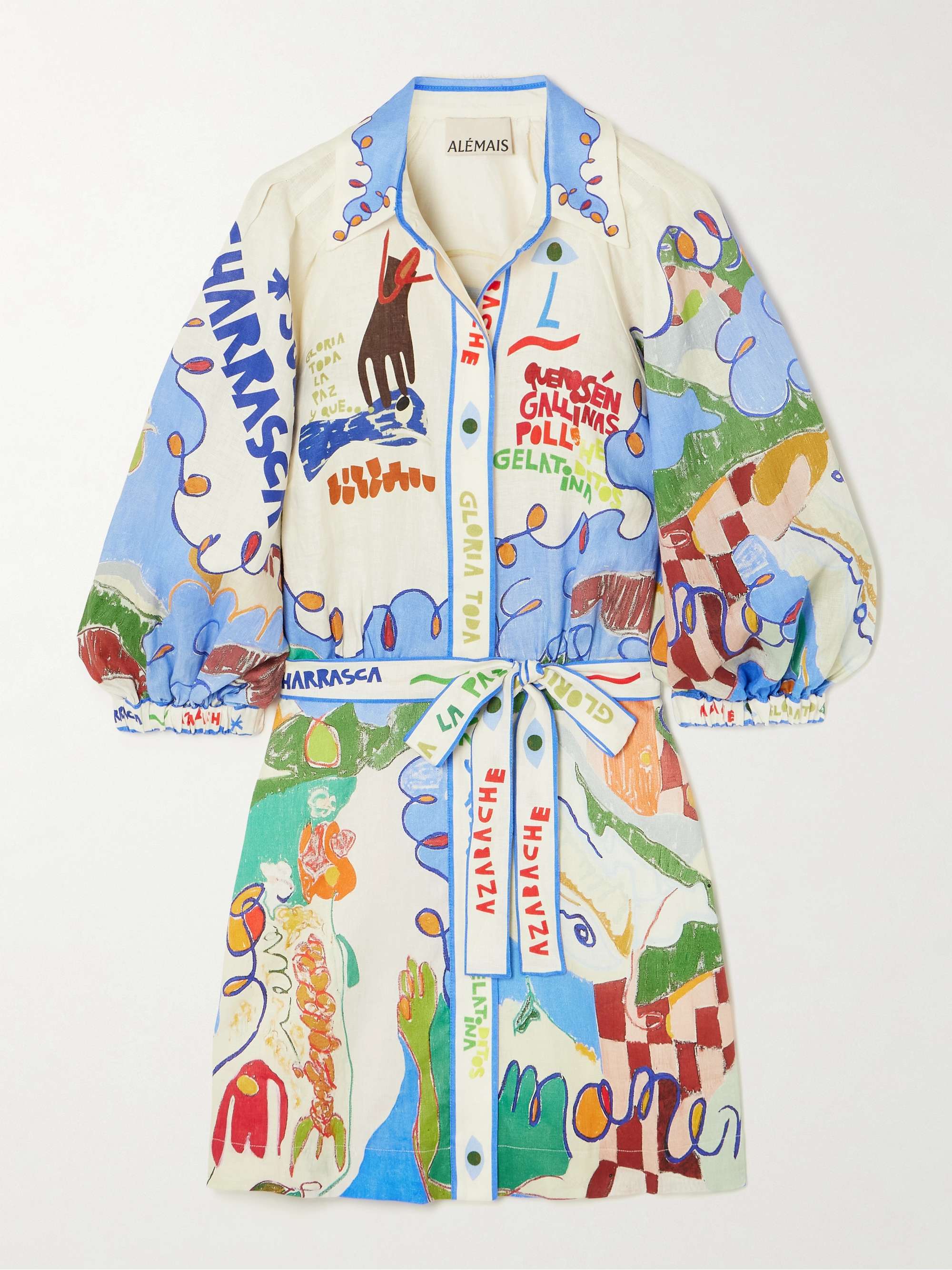 + Nadia Hernandez belted printed linen shirt dress view