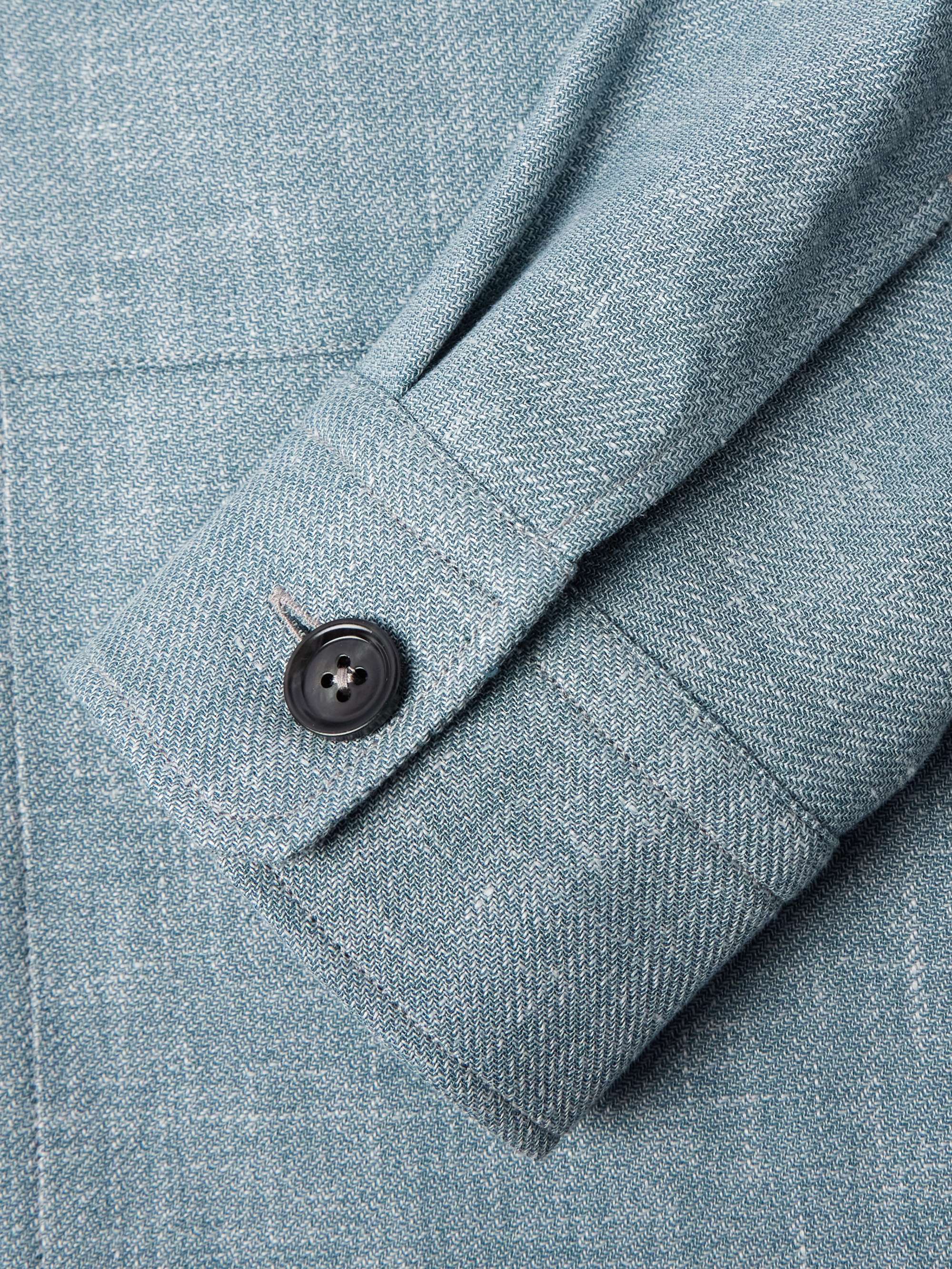 Leather-Trimmed Woven Overshirt view