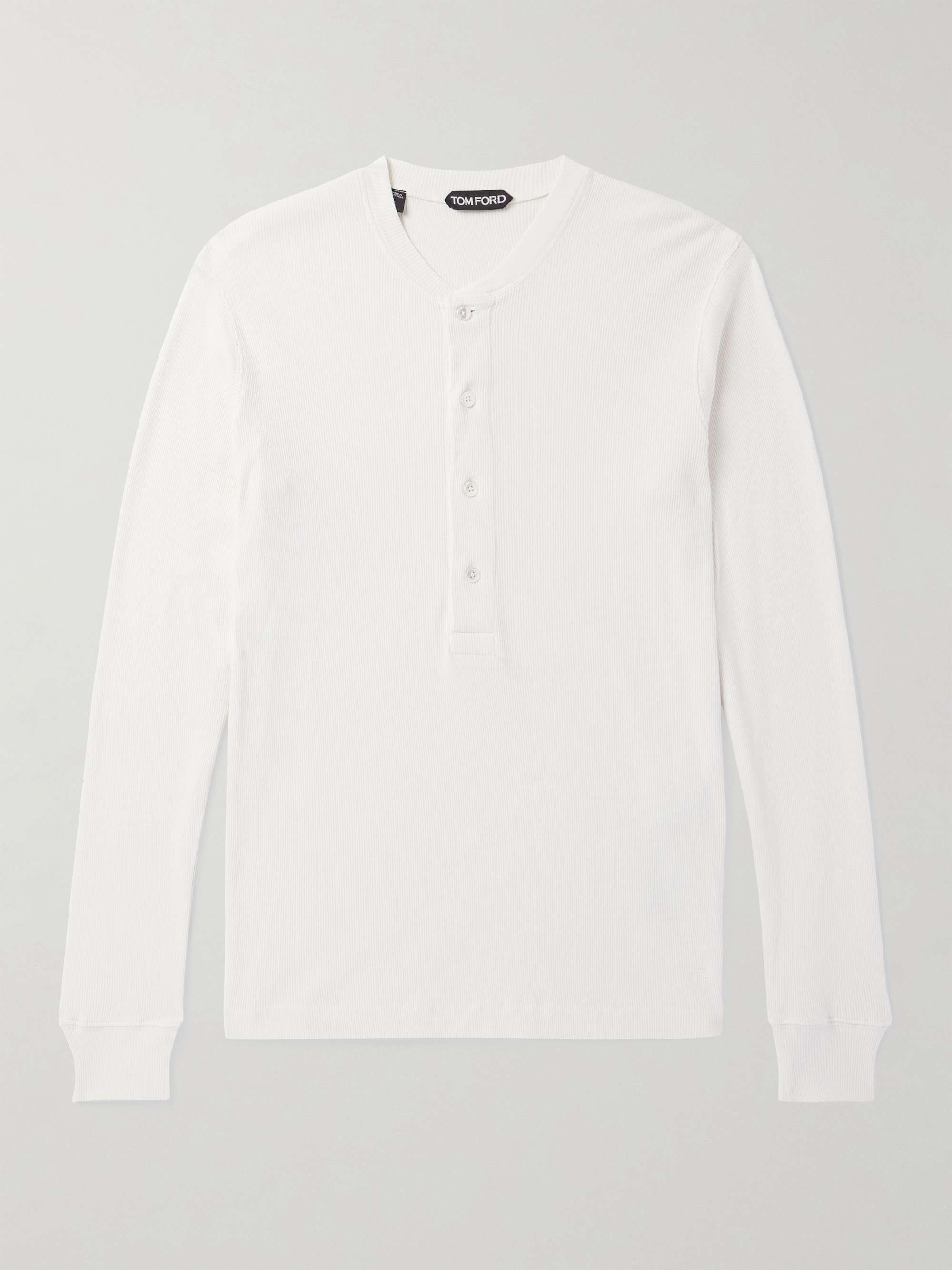Slim-Fit Ribbed Cotton and Modal-Blend Jersey Henley T-Shirt view