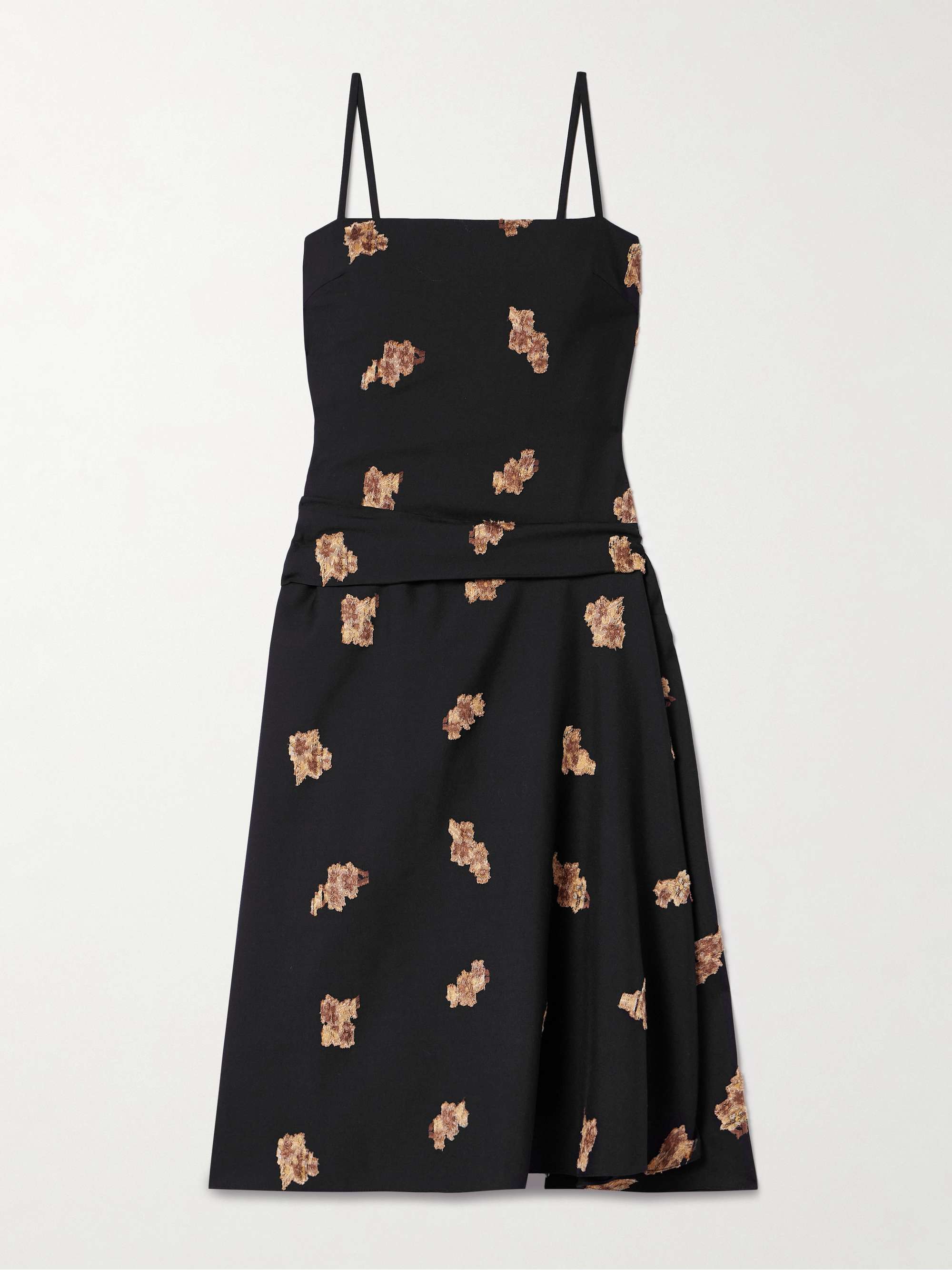 Victoria gathered fil coupé wool-blend twill midi dress view