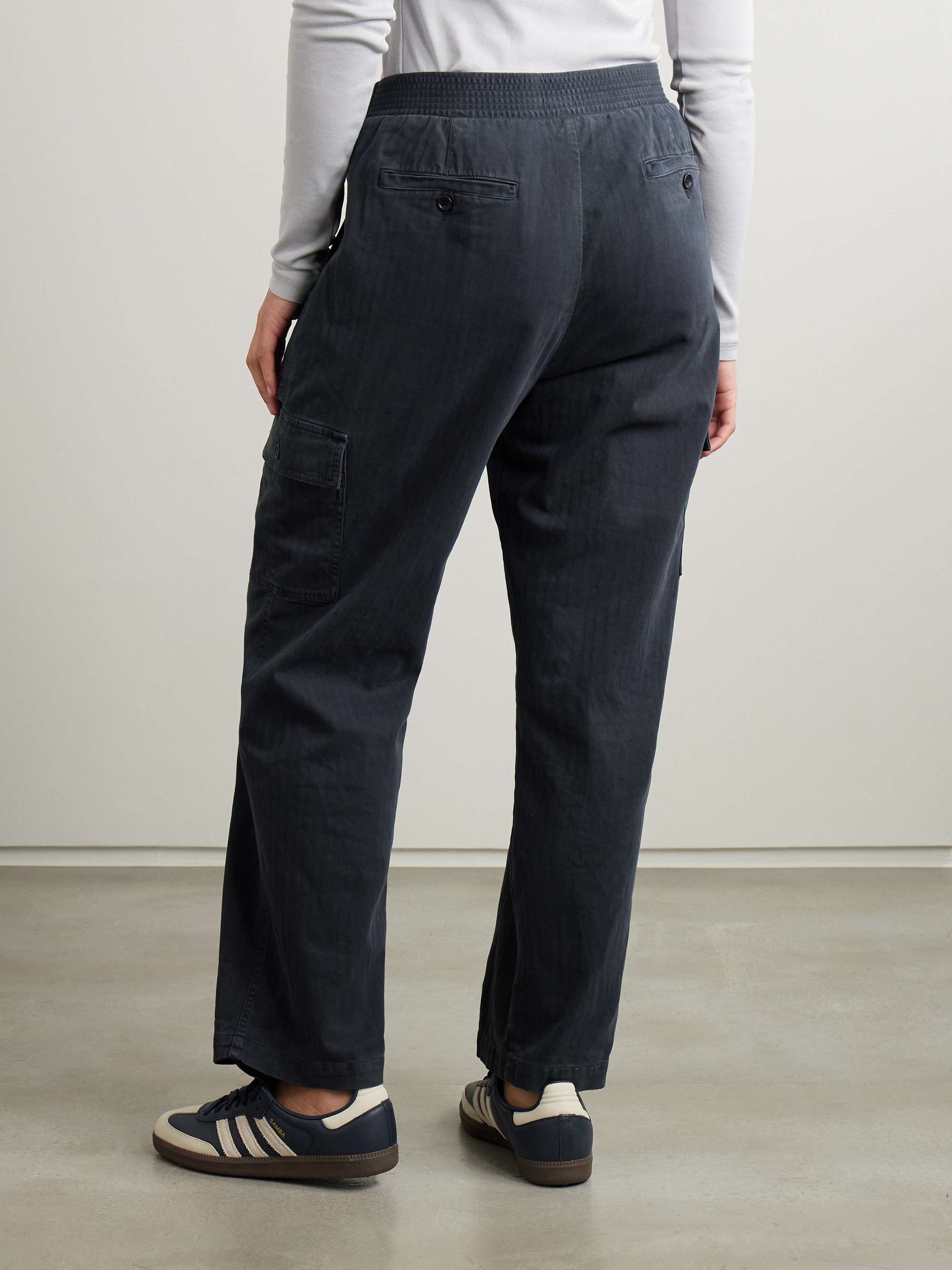 Herringbone cotton-blend cargo pants view