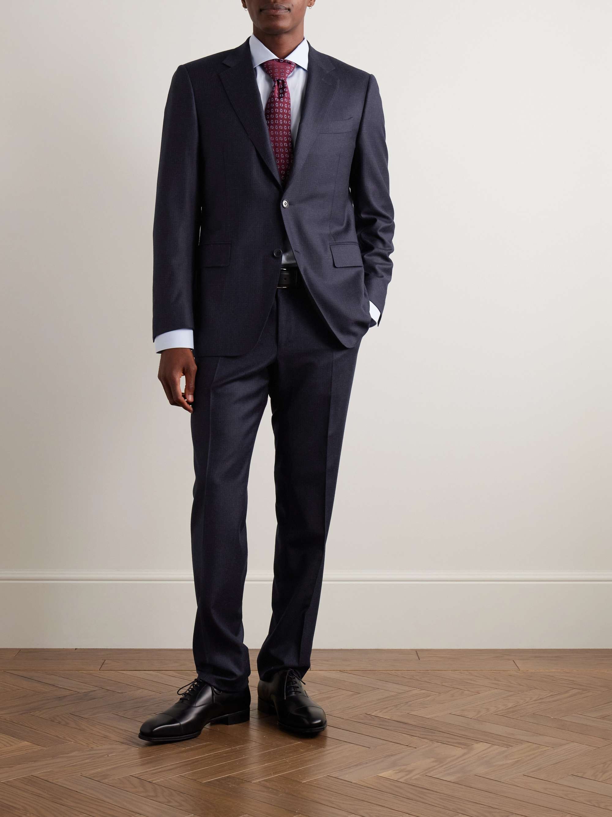 Slim-Fit Checked Wool Suit Trousers view