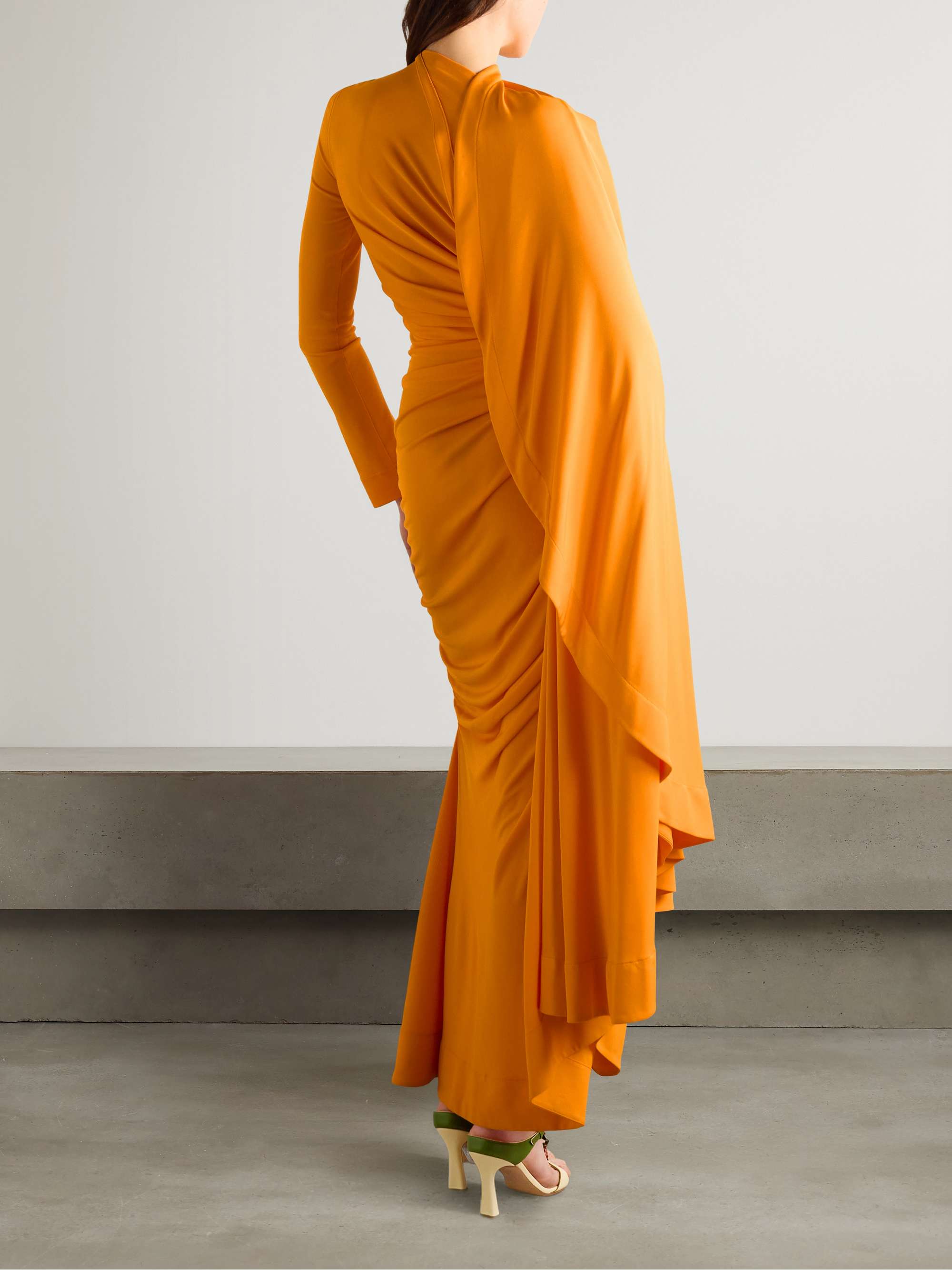 Draped gathered jersey maxi dress view