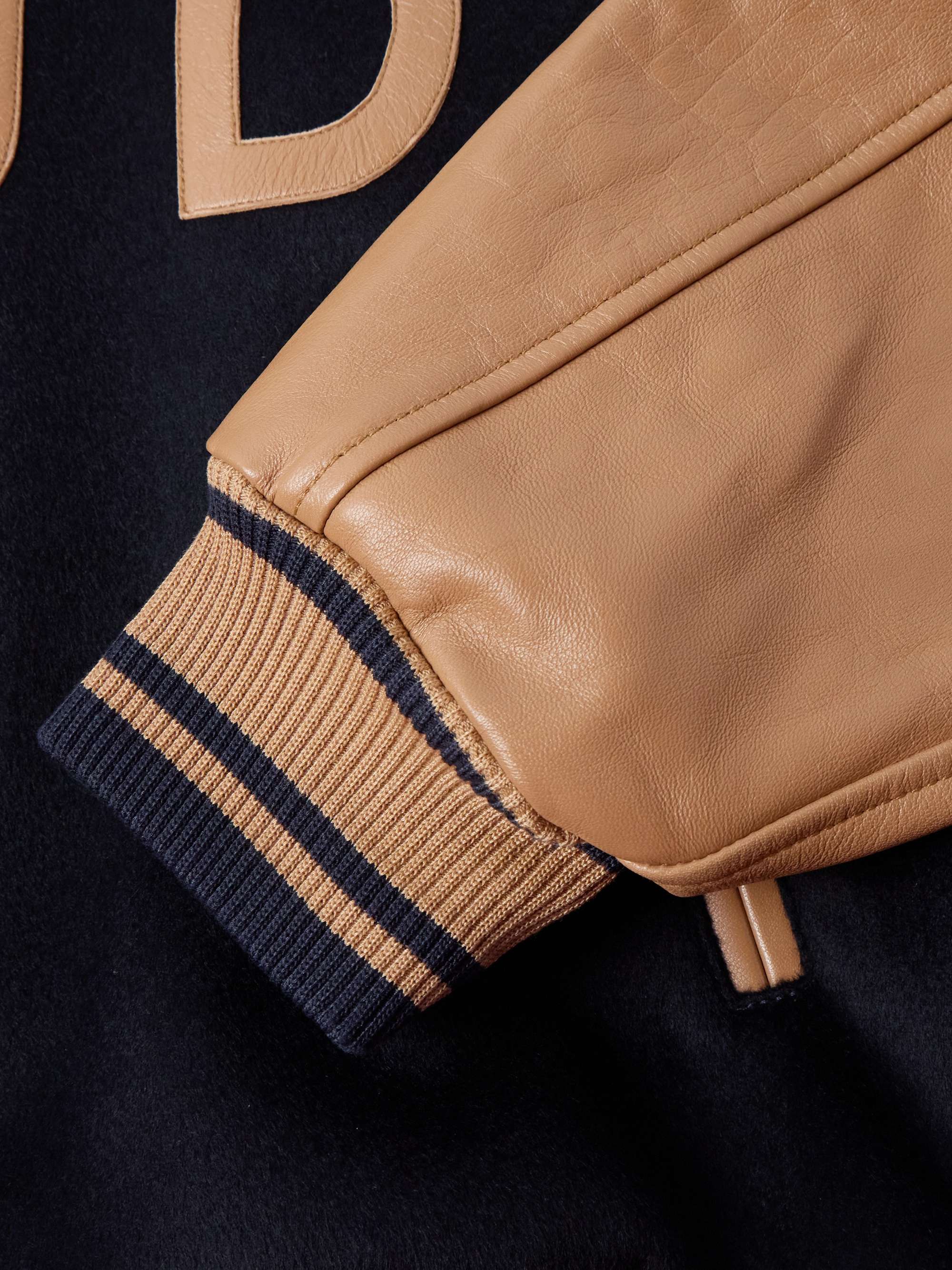 Logo-Appliquéd Wool-Felt and Leather Varsity Jacket view