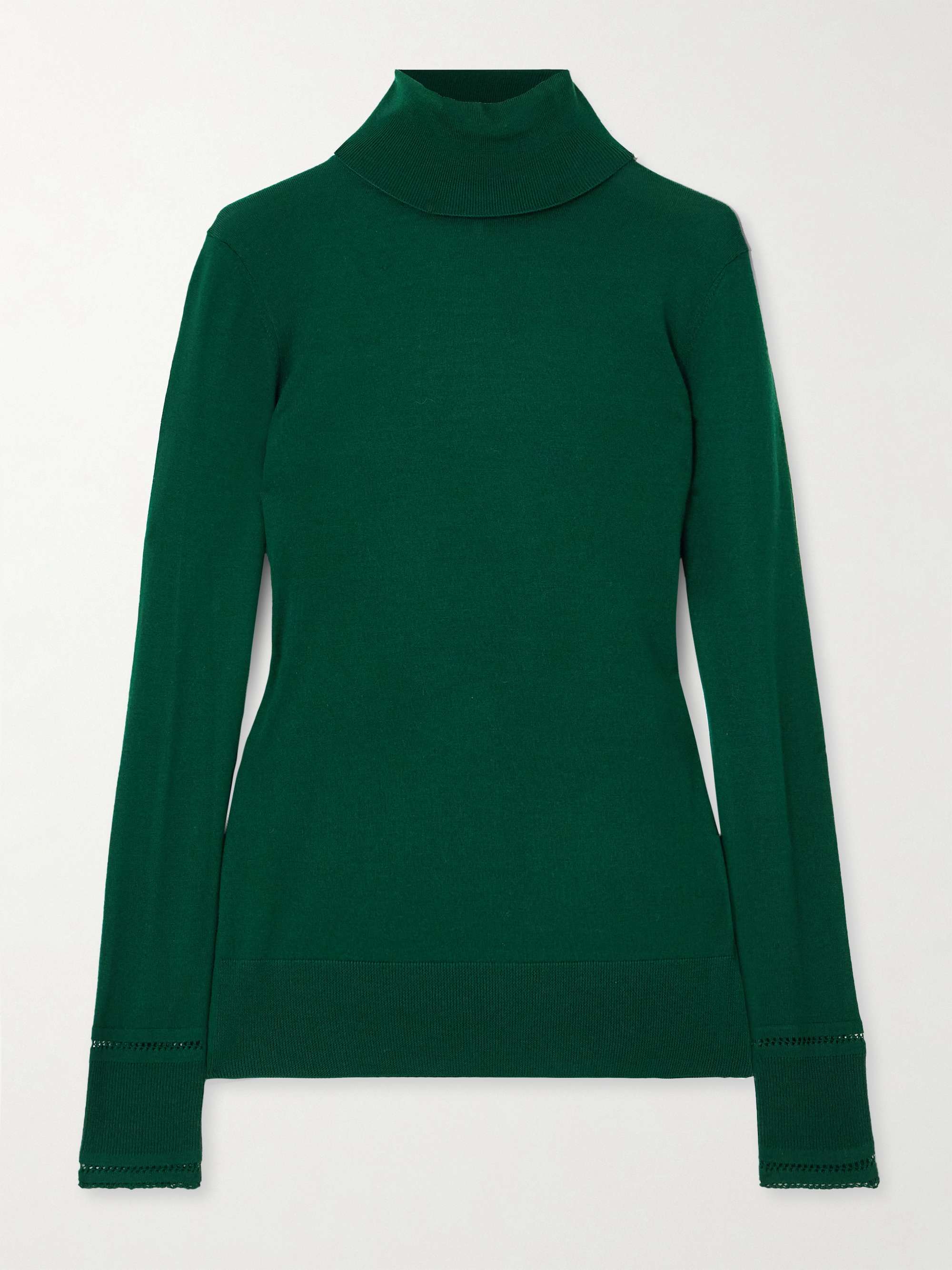 Pointelle-knit wool turtleneck sweater view