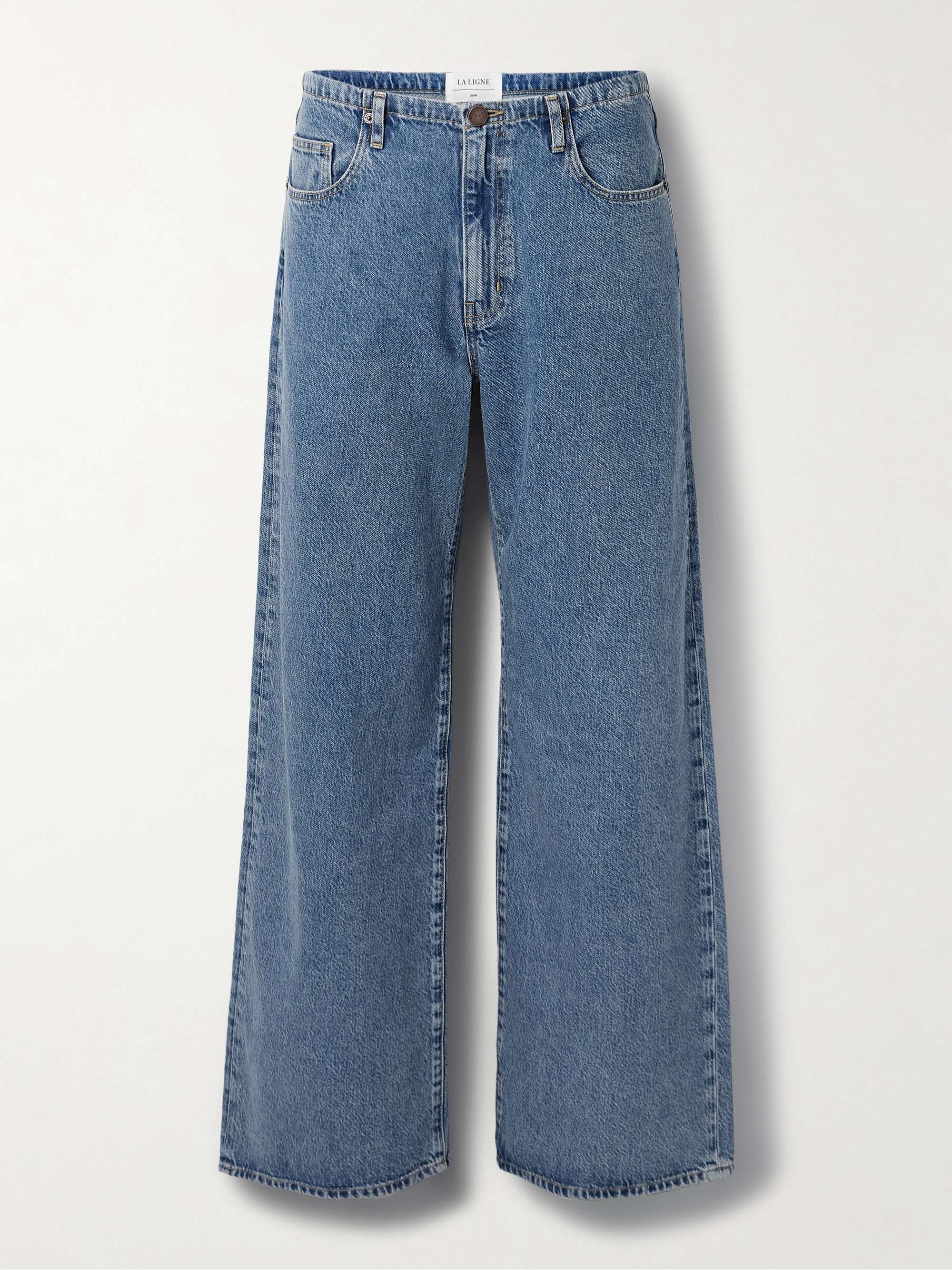 Jenny Drawstring organic mid-rise wide-leg jeans view