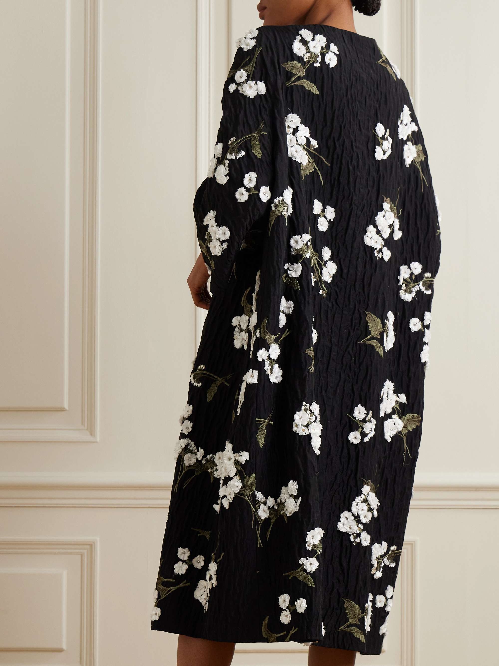 Embroidered appliquéd wool-blend cloqué coat view