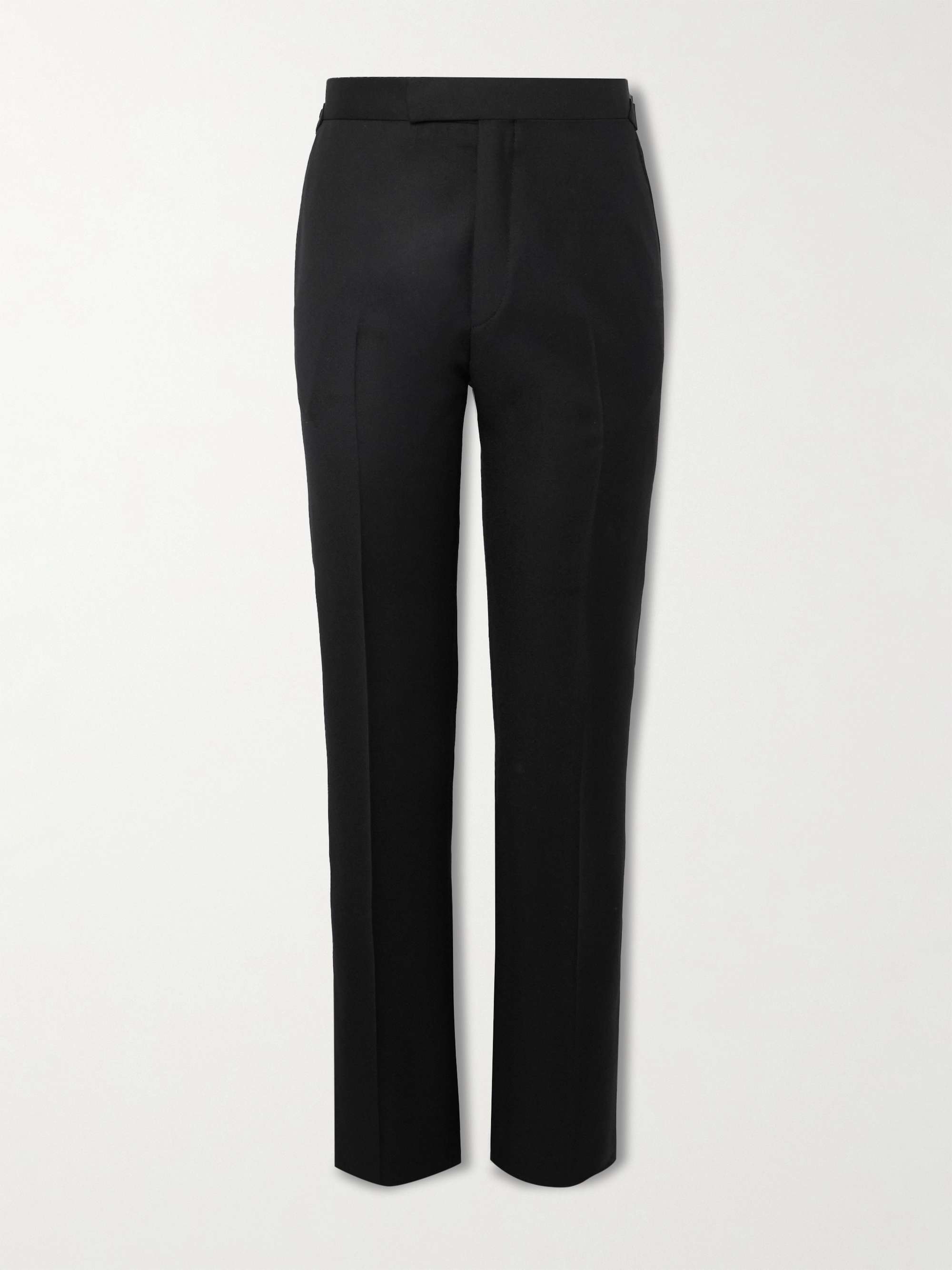 Straight-Leg Grosgrain-Trimmed Wool Tuxedo Trousers view