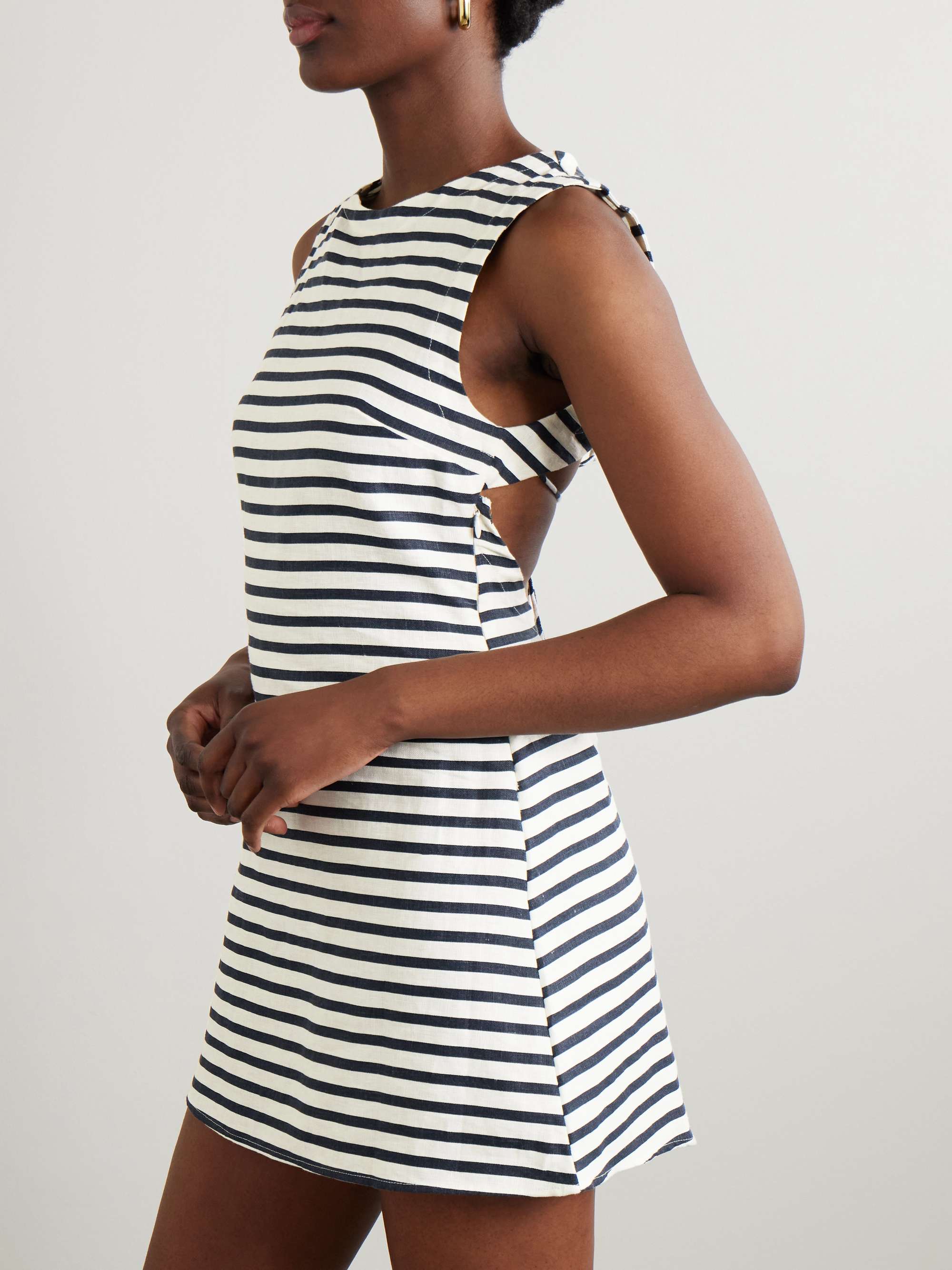 Julia open-back striped linen mini dress view