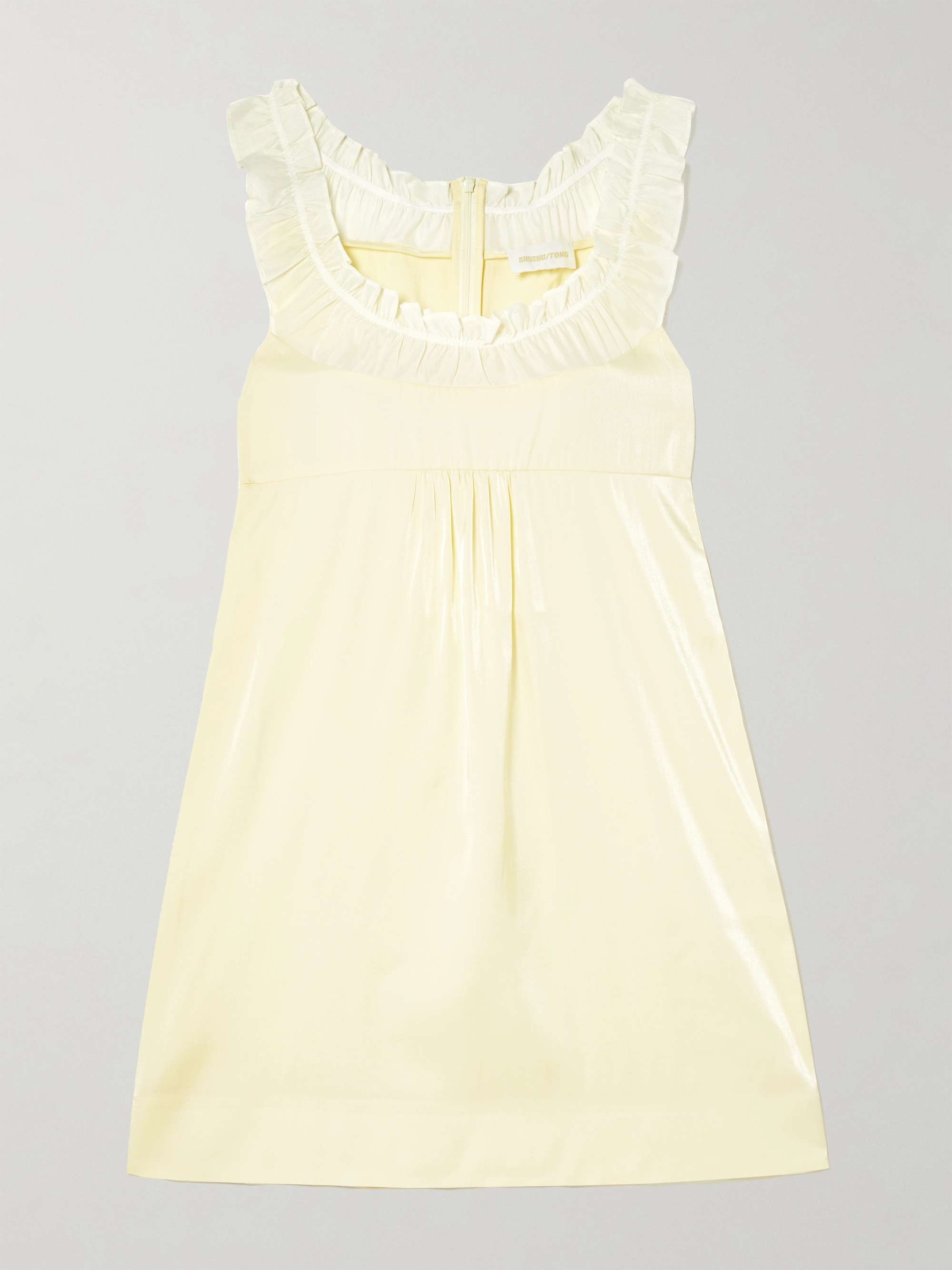 Ruffled chiffon-trimmed satin mini dress view