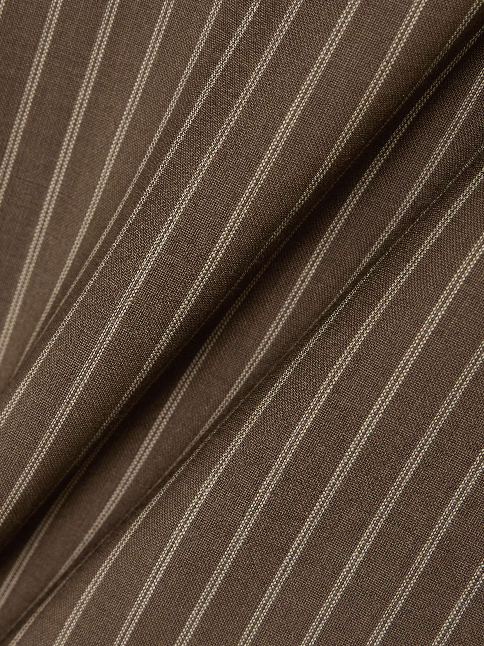 Cropped tie-detailed pinstriped wool shirt view