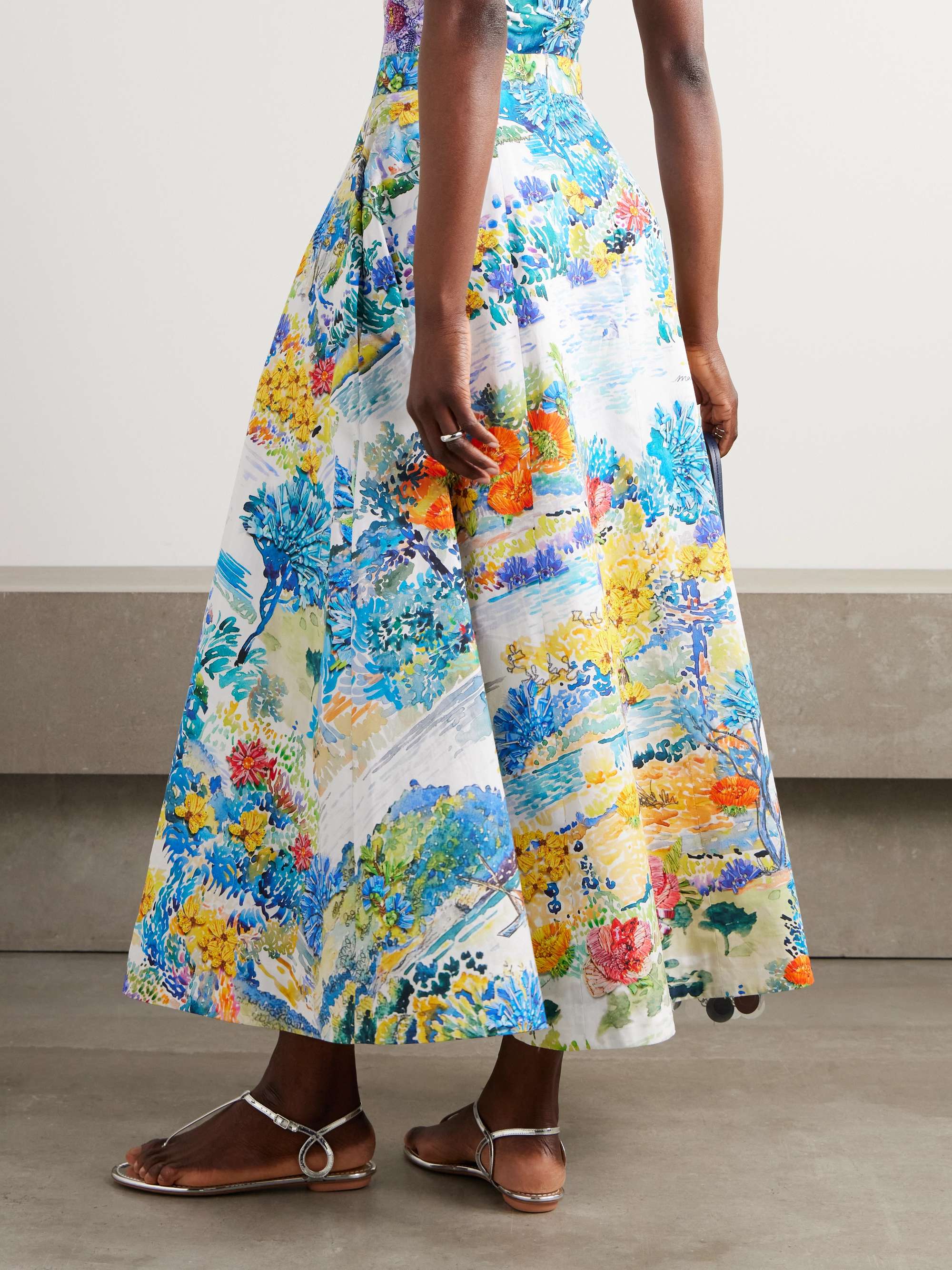 Cadiot pleated floral-print cotton-poplin midi skirt view
