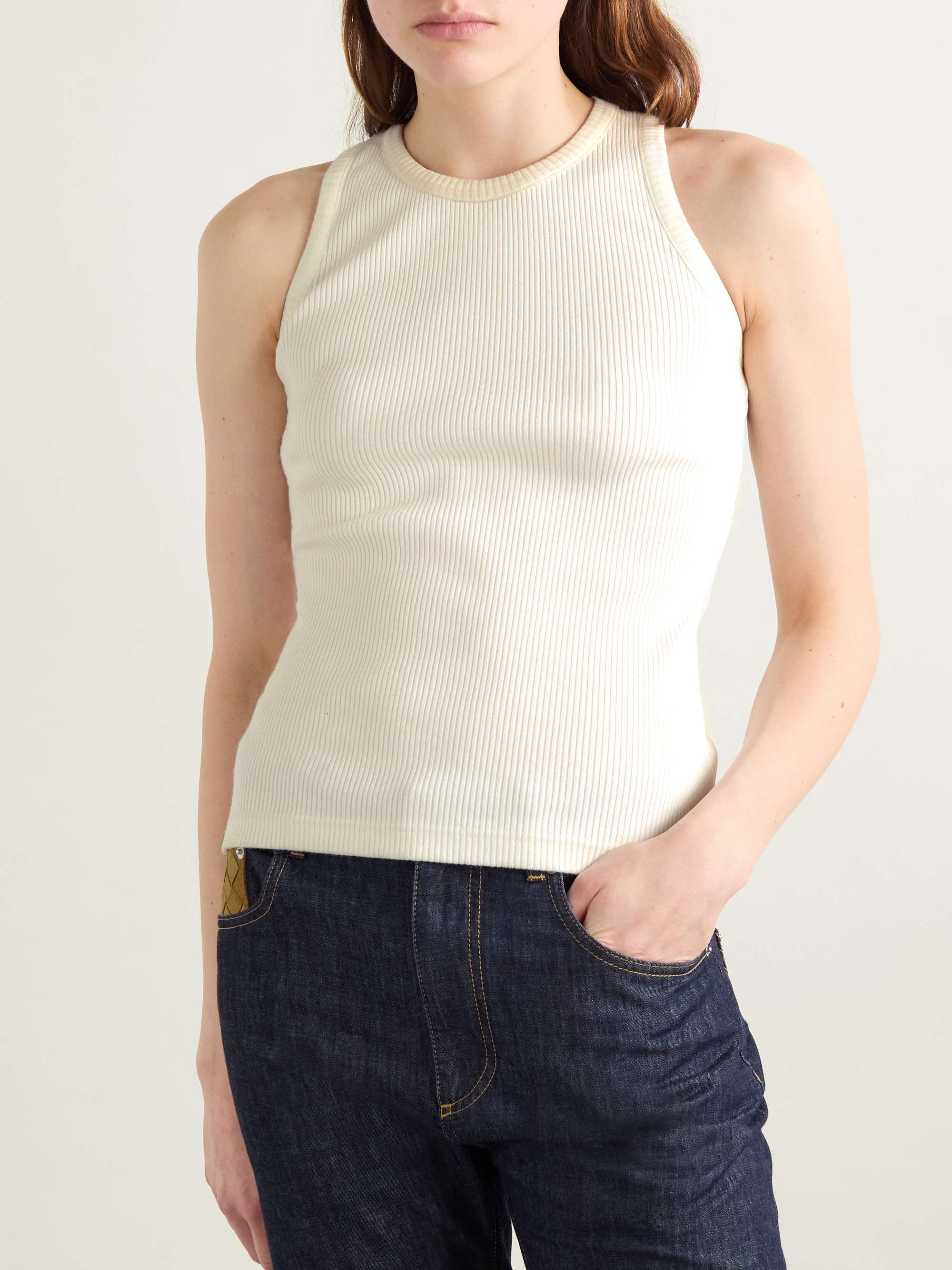 Appliquéd ribbed cotton-blend jersey tank view