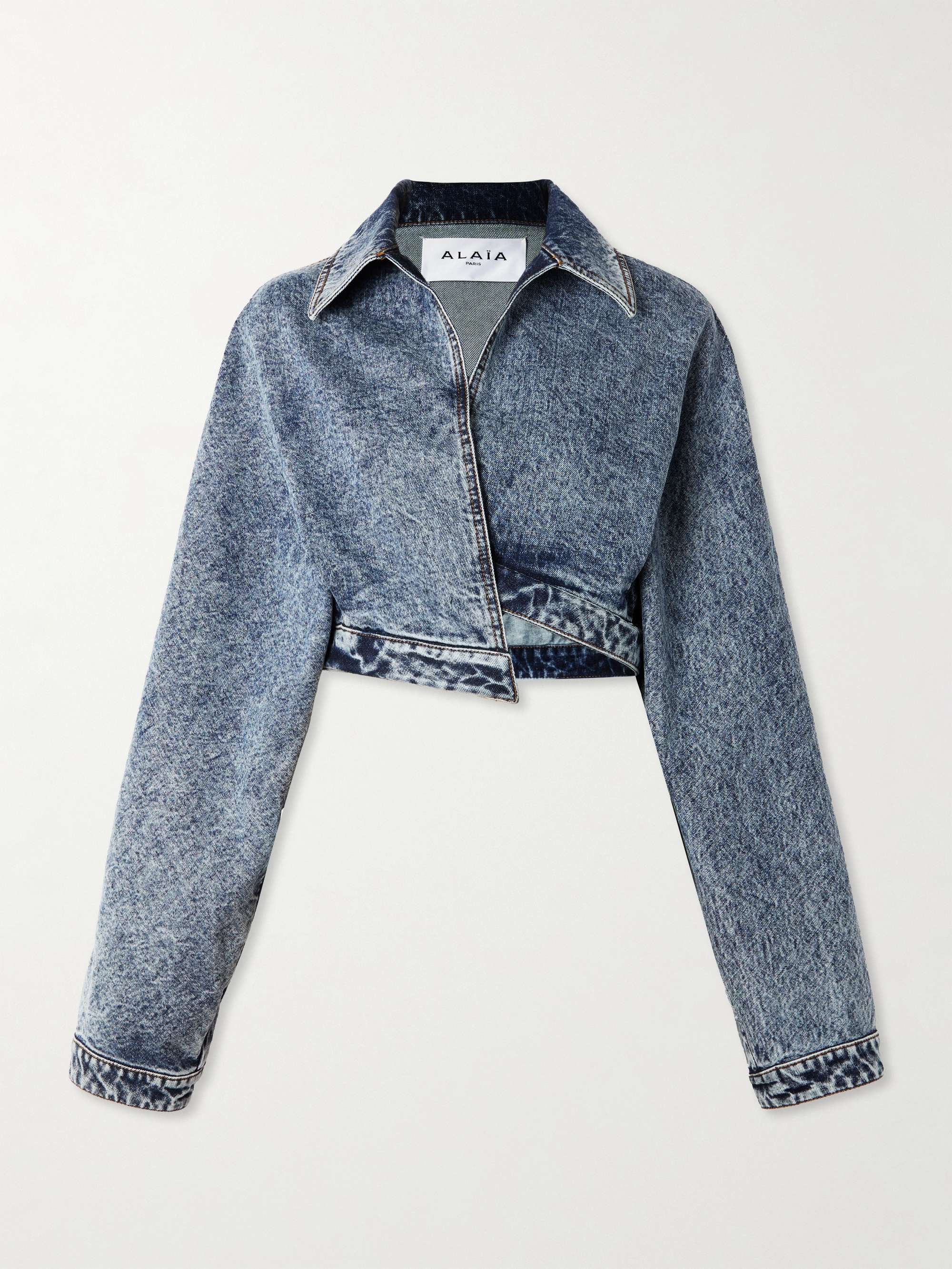 Cropped asymmetric denim jacket view