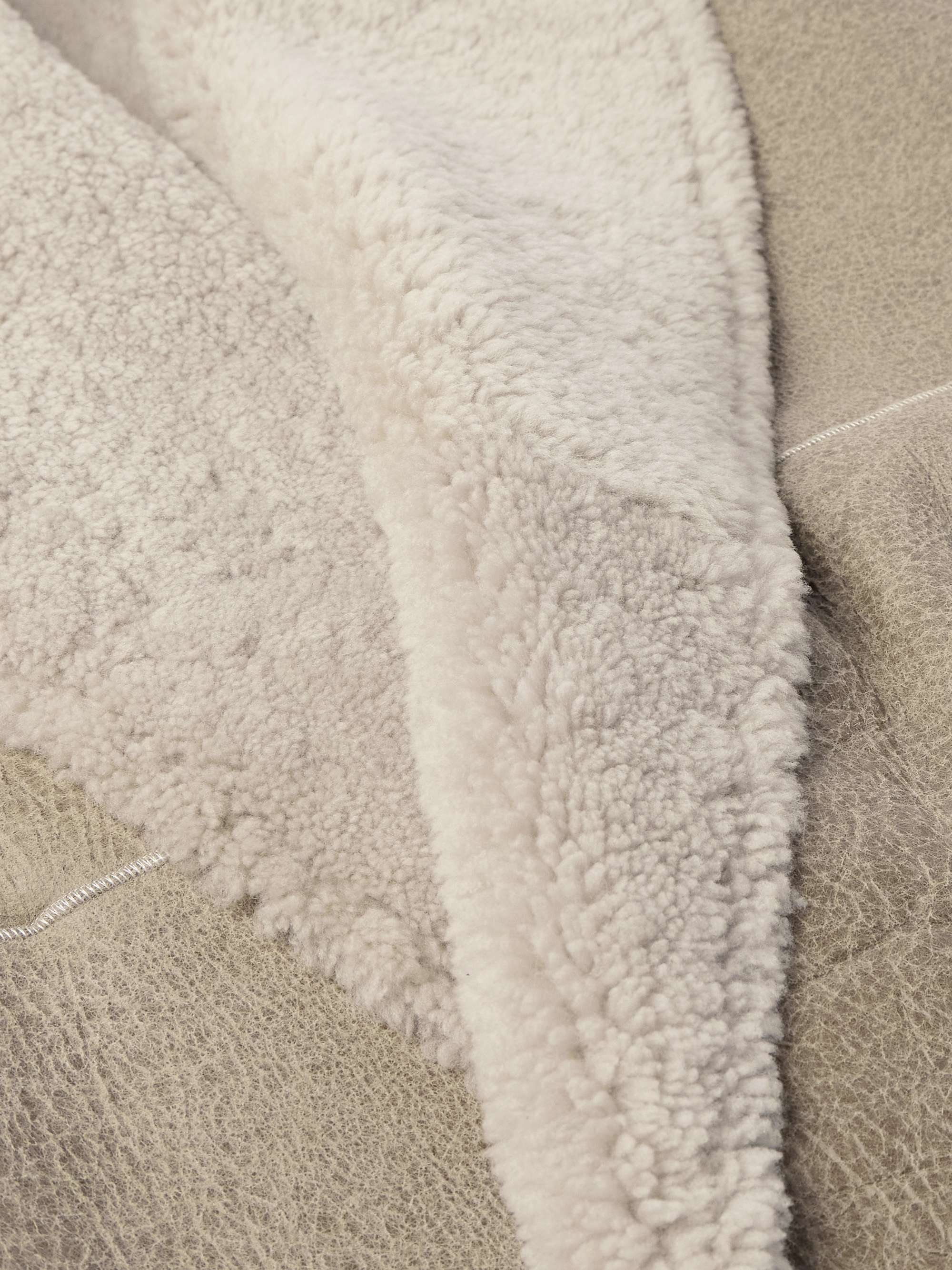 Logo-Appliquéd Shawl-Collar Shearling Jacket view