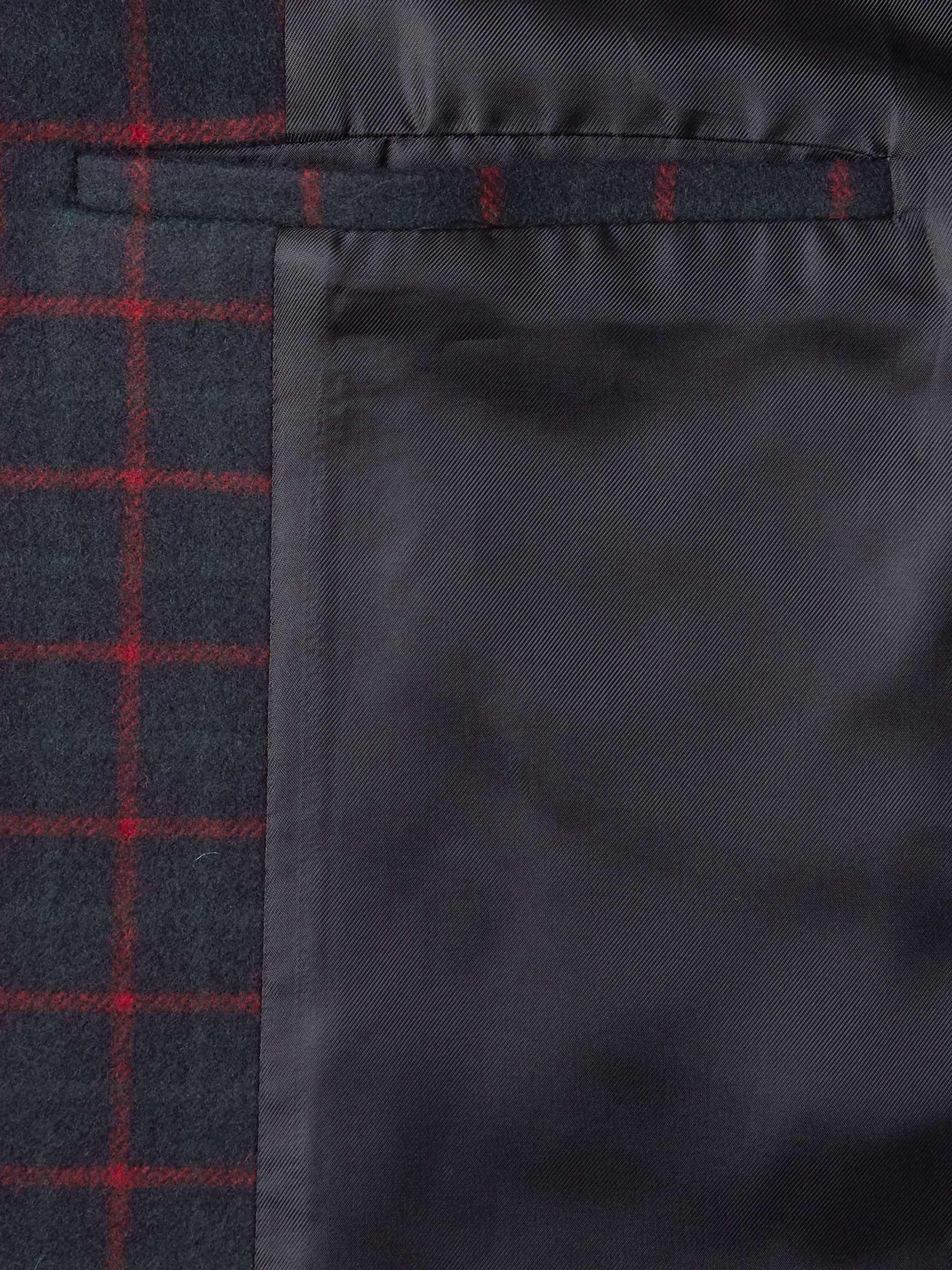 Logo-Appliquéd Checked Wool-Blend Flannel Blazer view