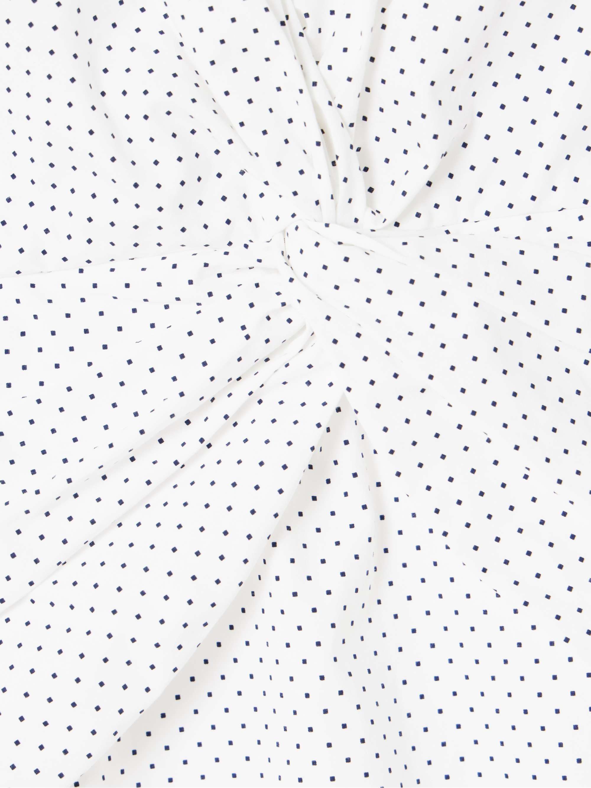 Twist-front gathered printed cotton-poplin midi dress view