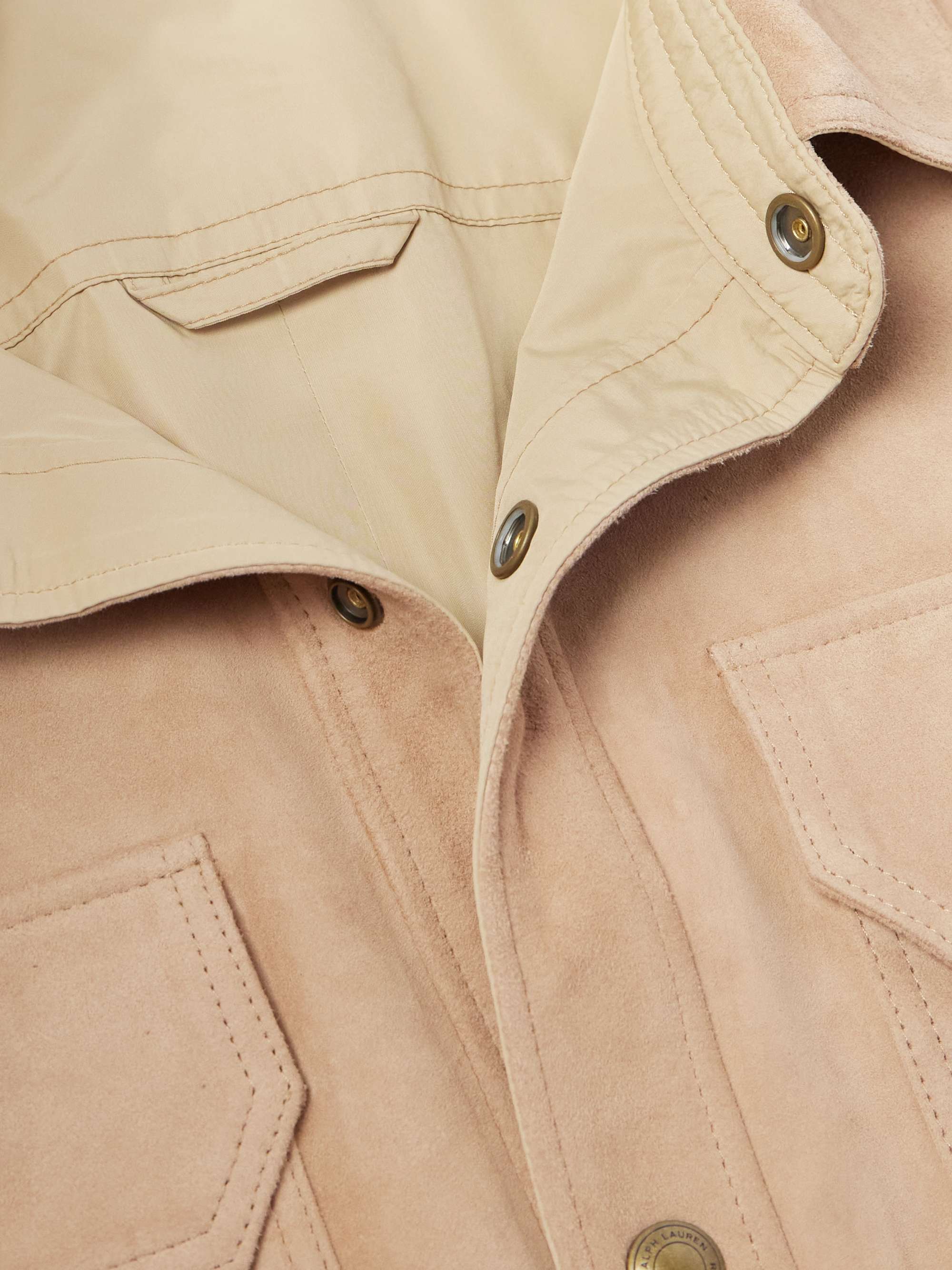 Reversible Logo-Appliquéd Suede and Shell Overshirt view