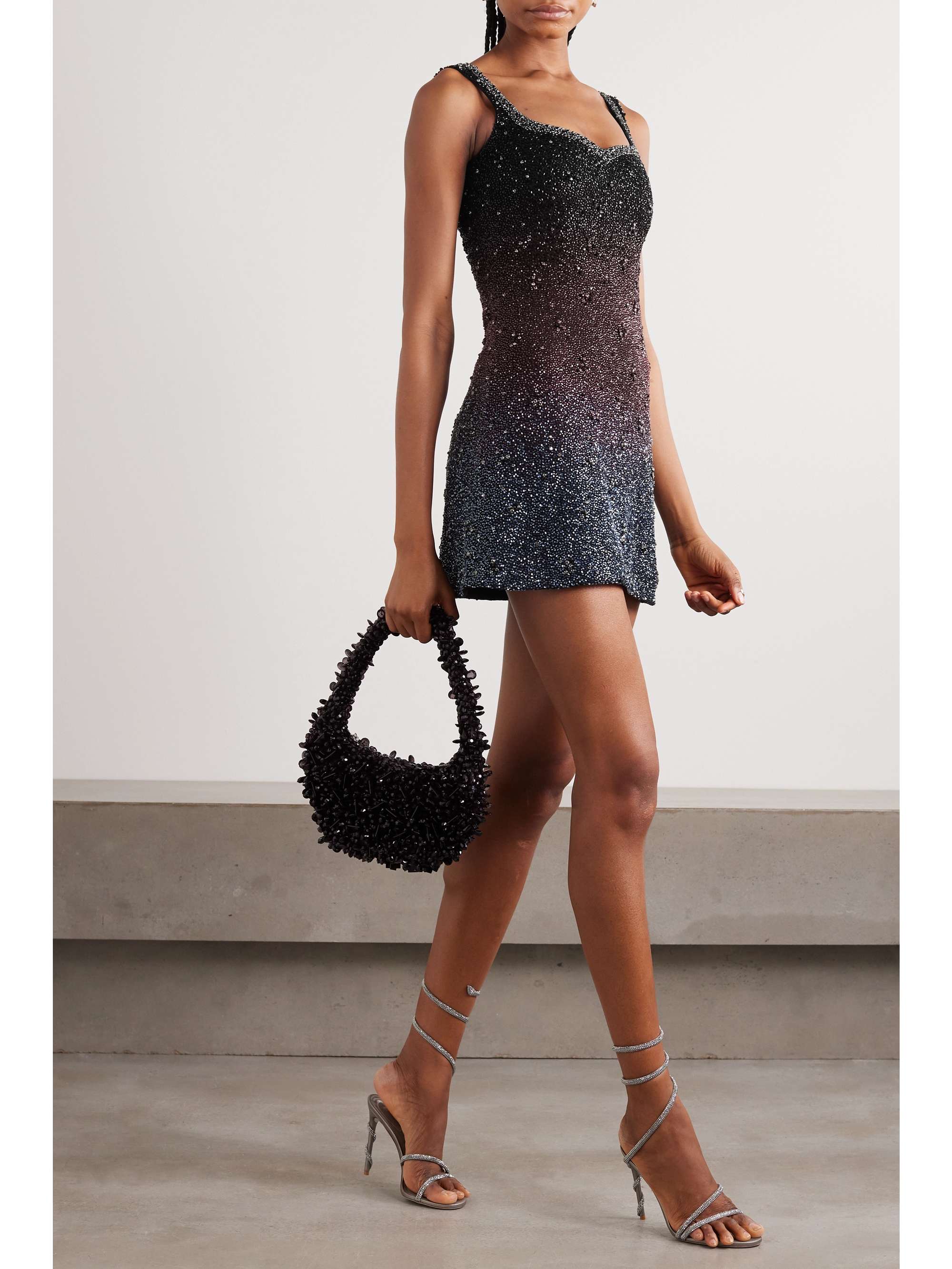 Galaxy embellished stretch-mesh mini dress view