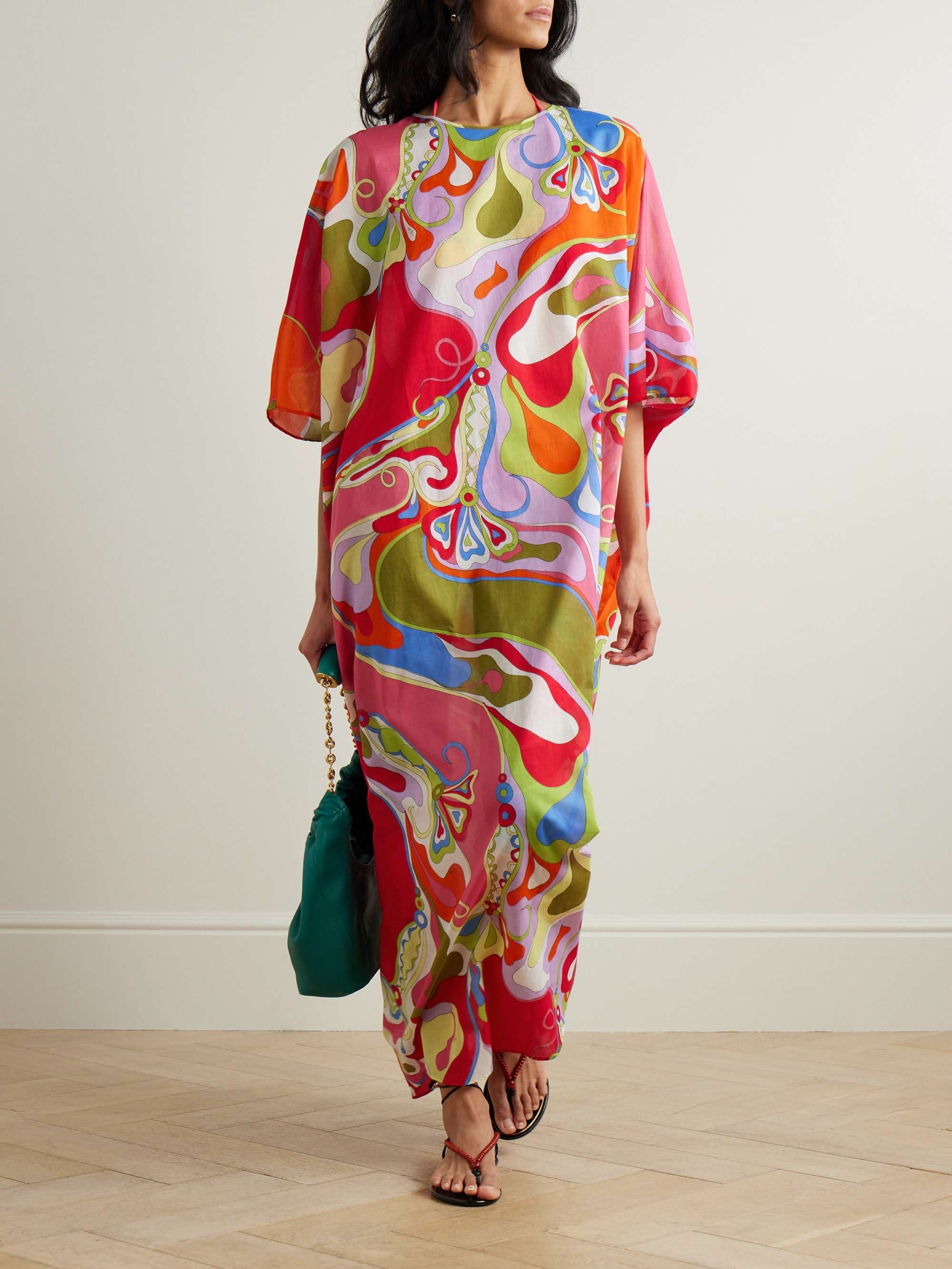 Printed cotton-voile kaftan view