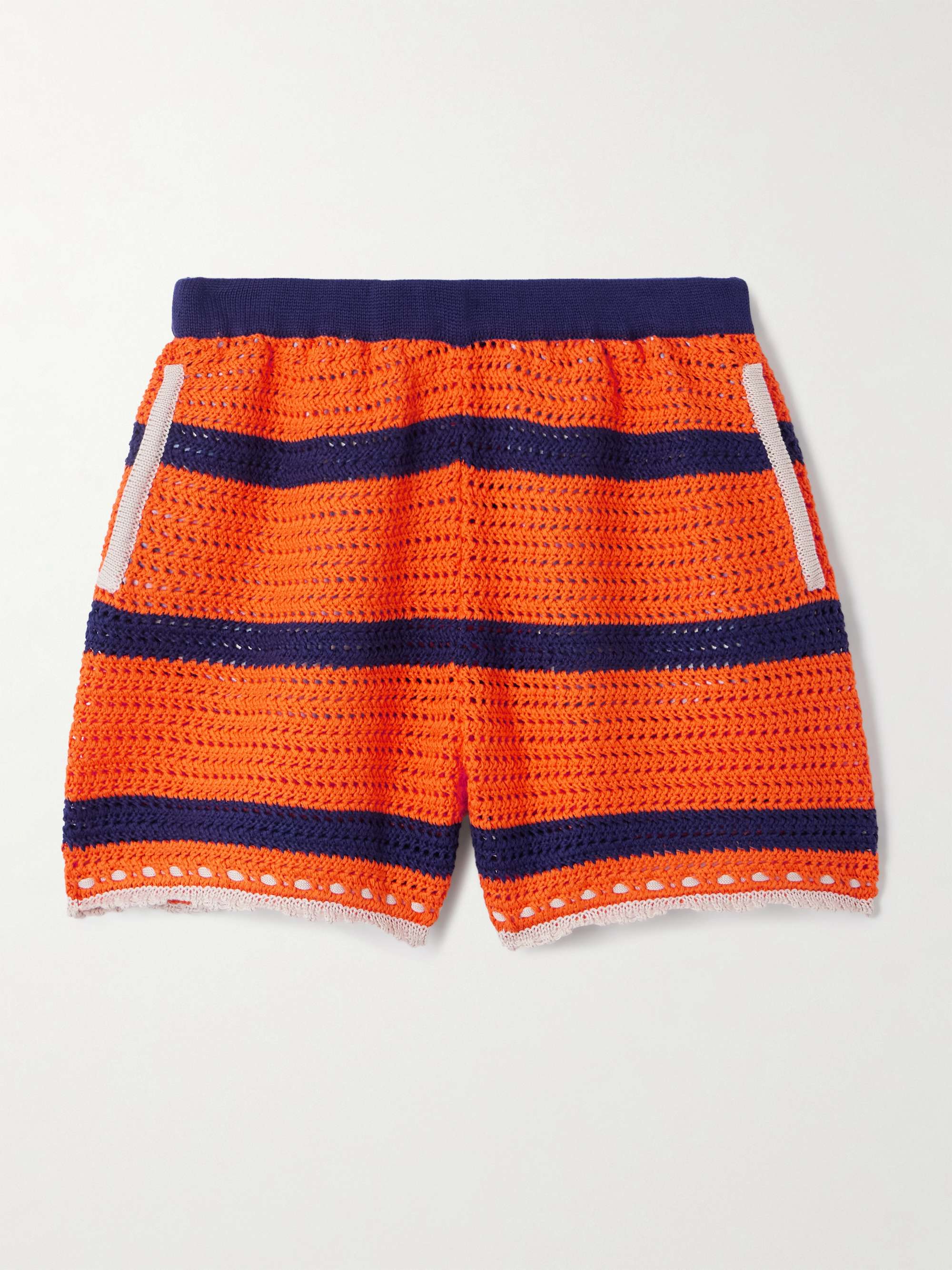 Salt 'N' Vinegar striped crocheted cotton shorts view